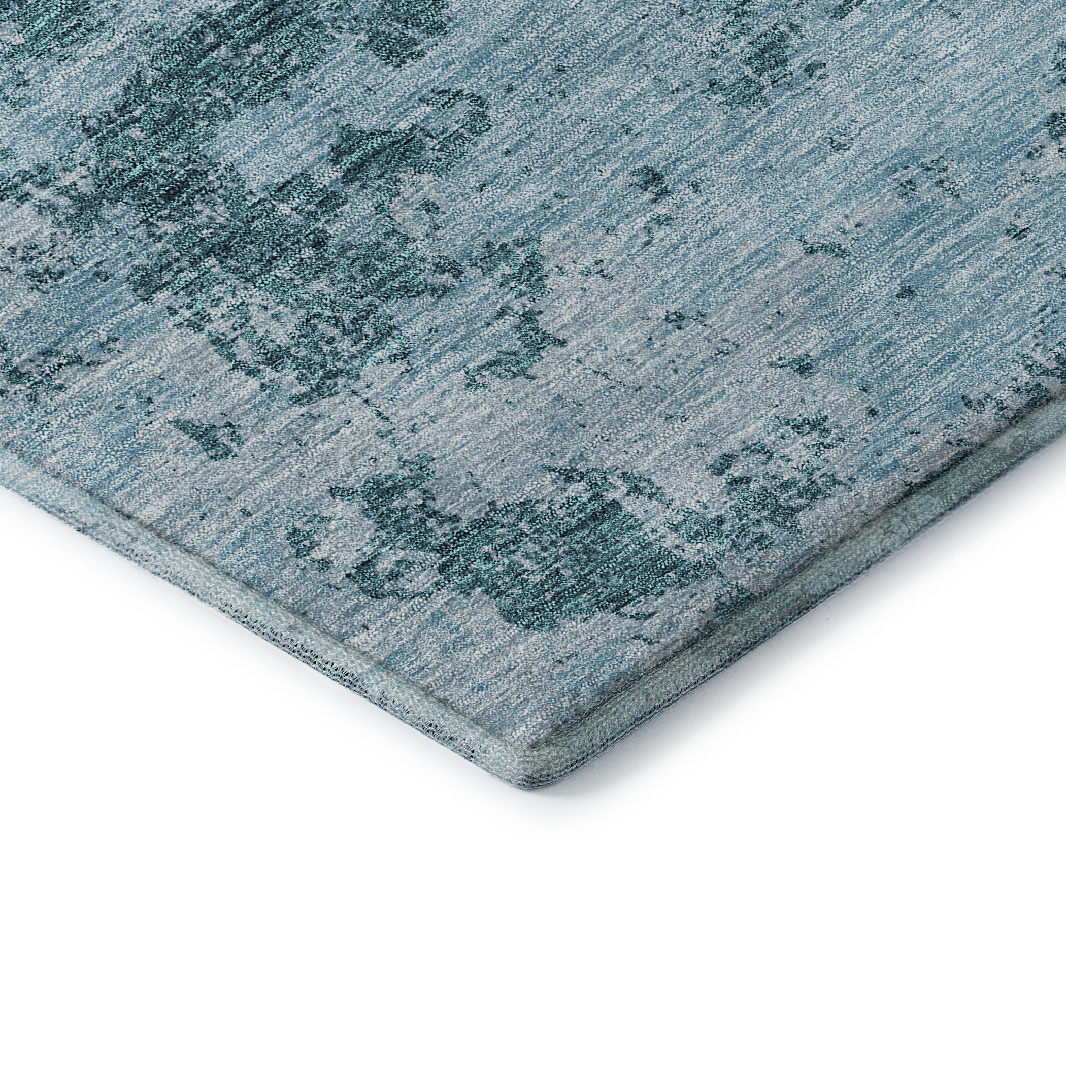 Bangkok Machine Washable Transitional Teal Rug 1'8" x 2'6" #shape_Rectangle