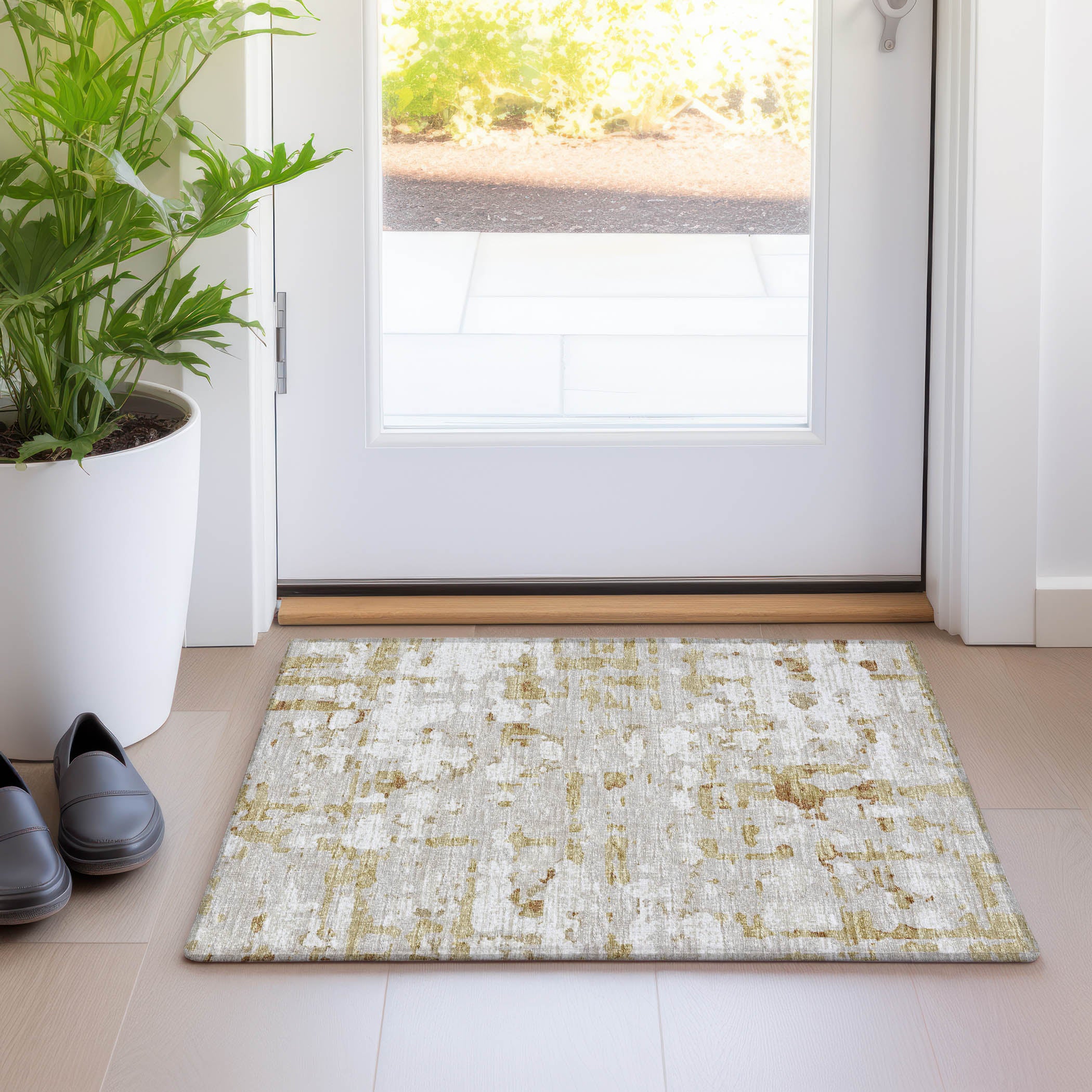 Lima Machine Washable Transitional Caramel Neutral Rug 1'8" x 2'6" #shape_Rectangle