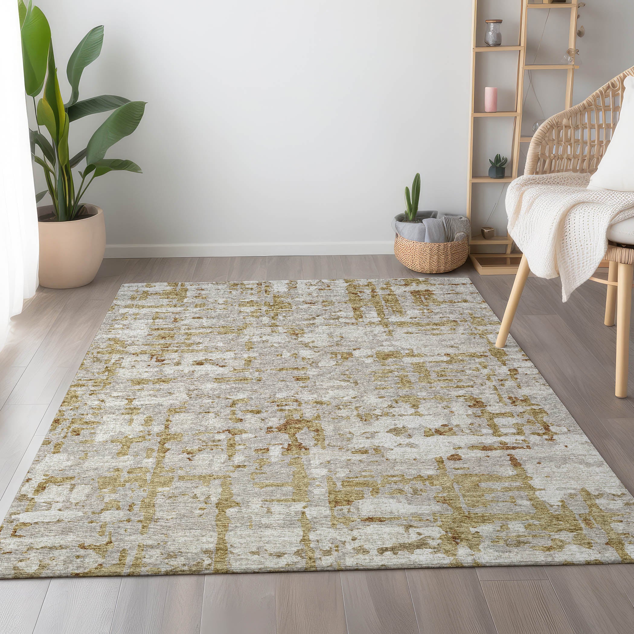 Lima Machine Washable Transitional Caramel Neutral Rug 2'6" x 3'10" #shape_Rectangle