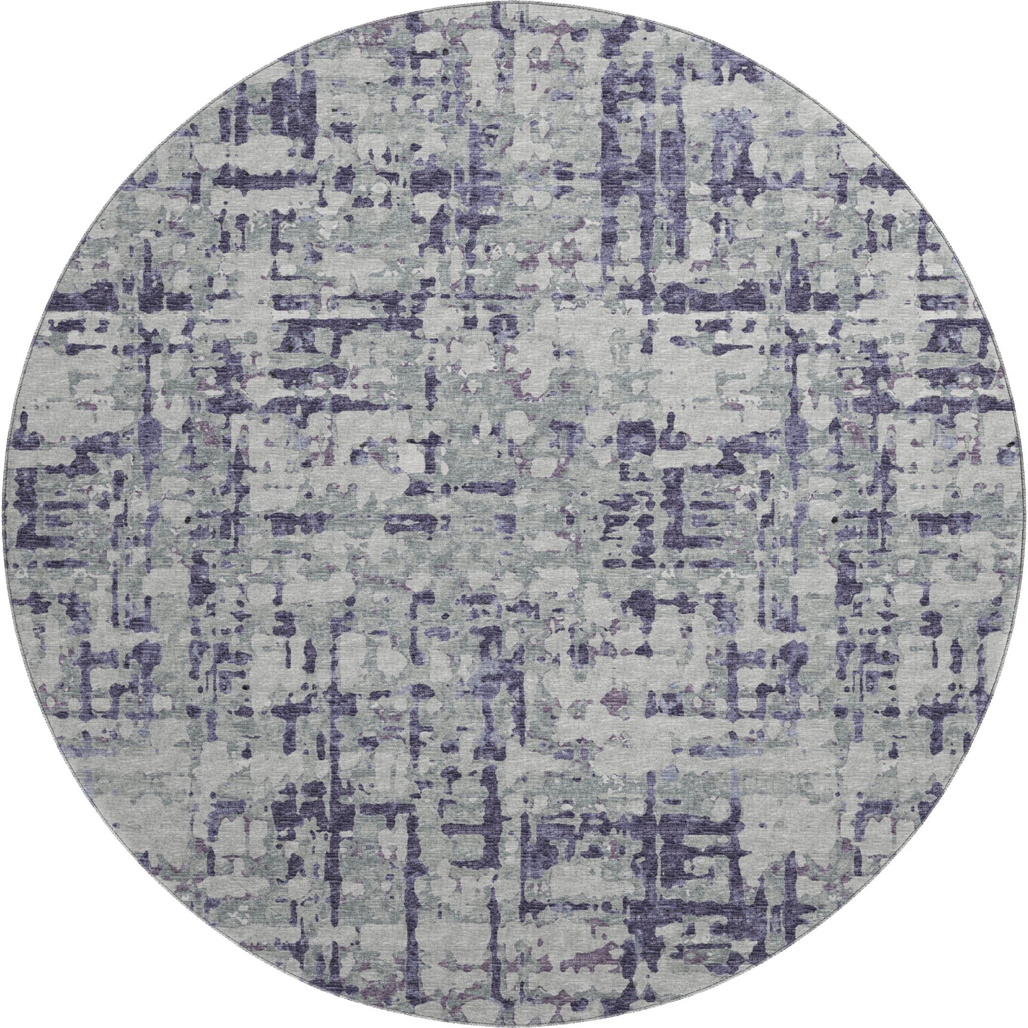Lima Machine Washable Transitional Purple Rug 8' x 8' #shape_Round