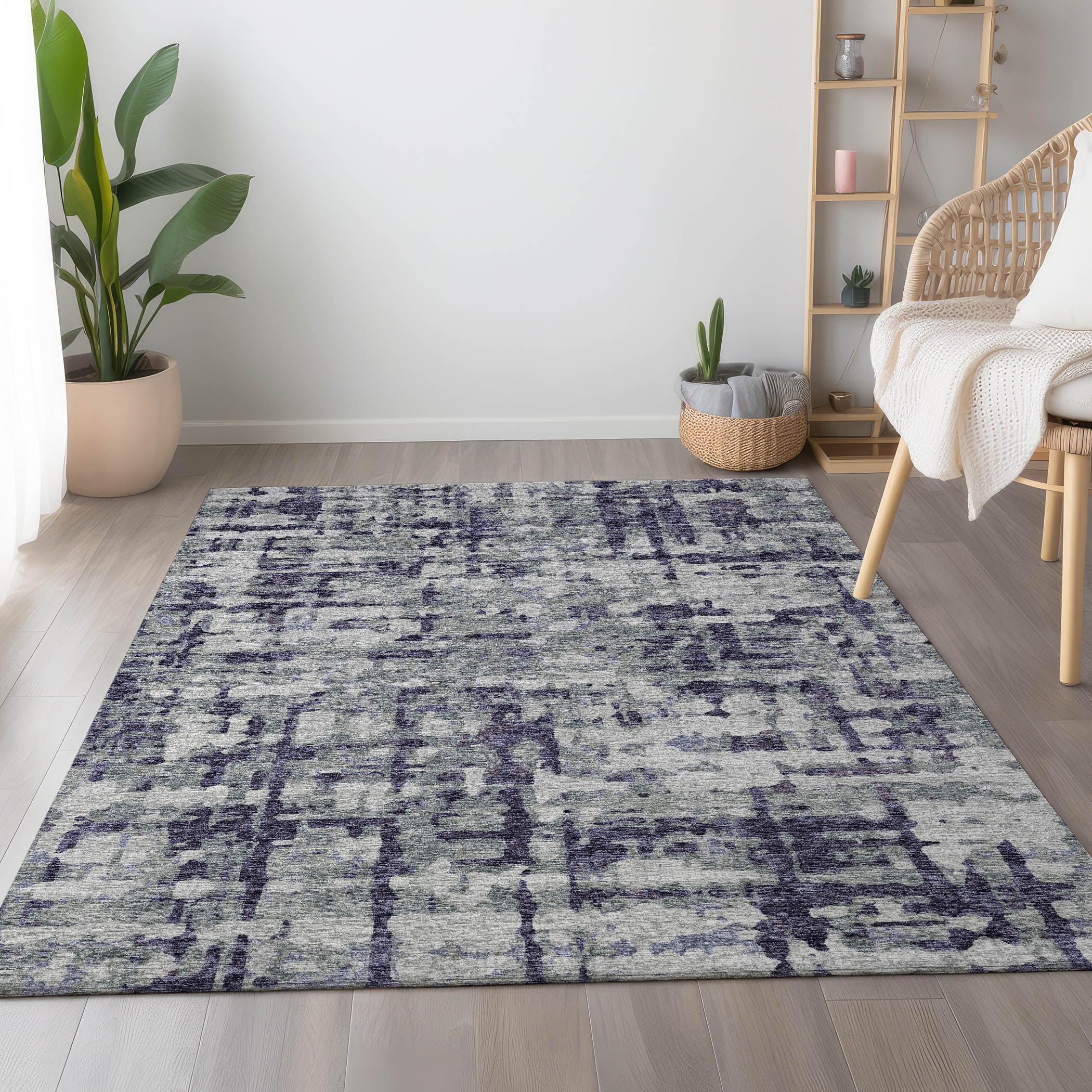 Lima Machine Washable Transitional Purple Rug 2'6" x 3'10" #shape_Rectangle