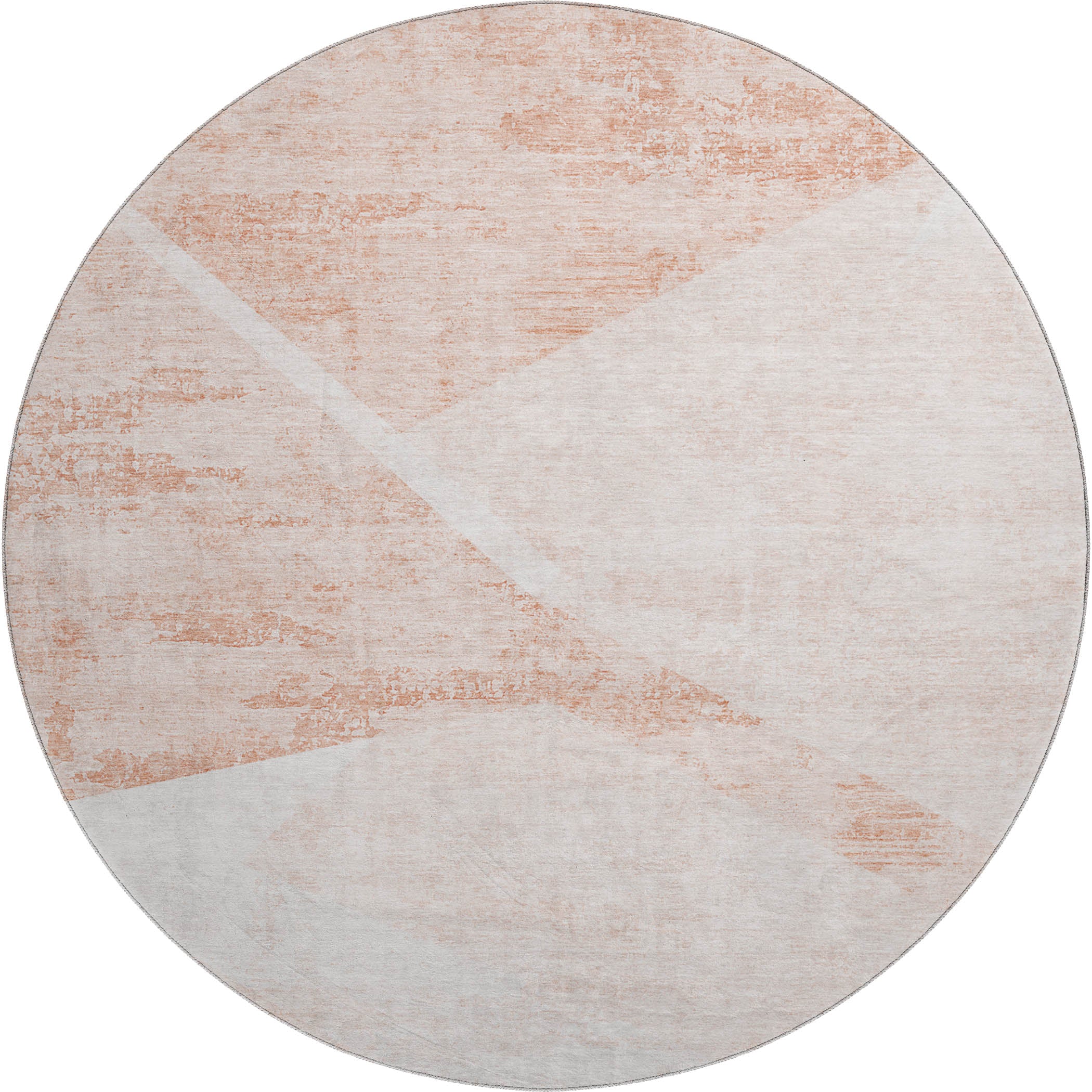 Bangkok Machine Washable Transitional Salmon Orange Rug 8' x 8' #shape_Round