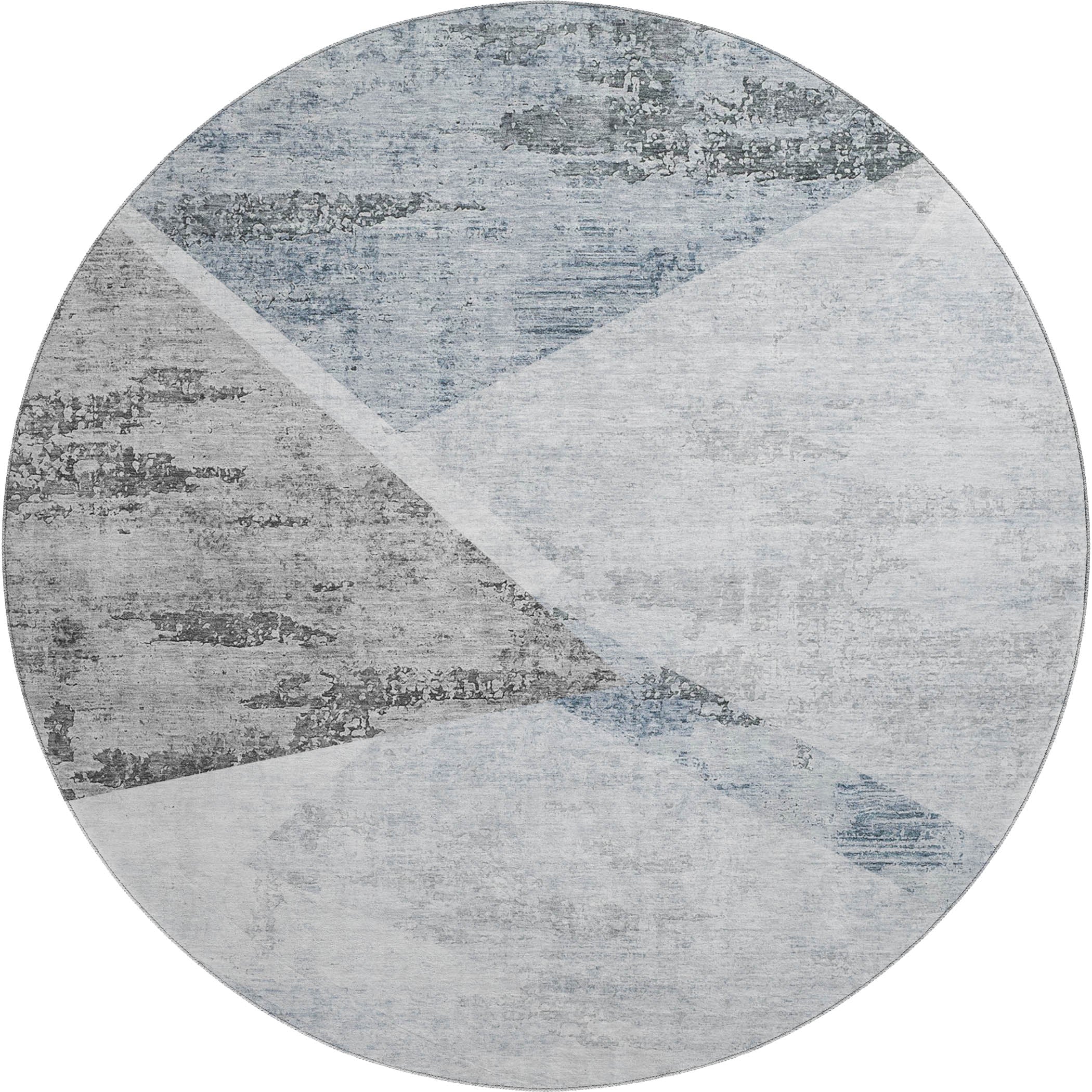 Bangkok Machine Washable Transitional Sky Blue Rug 8' x 8' #shape_Round