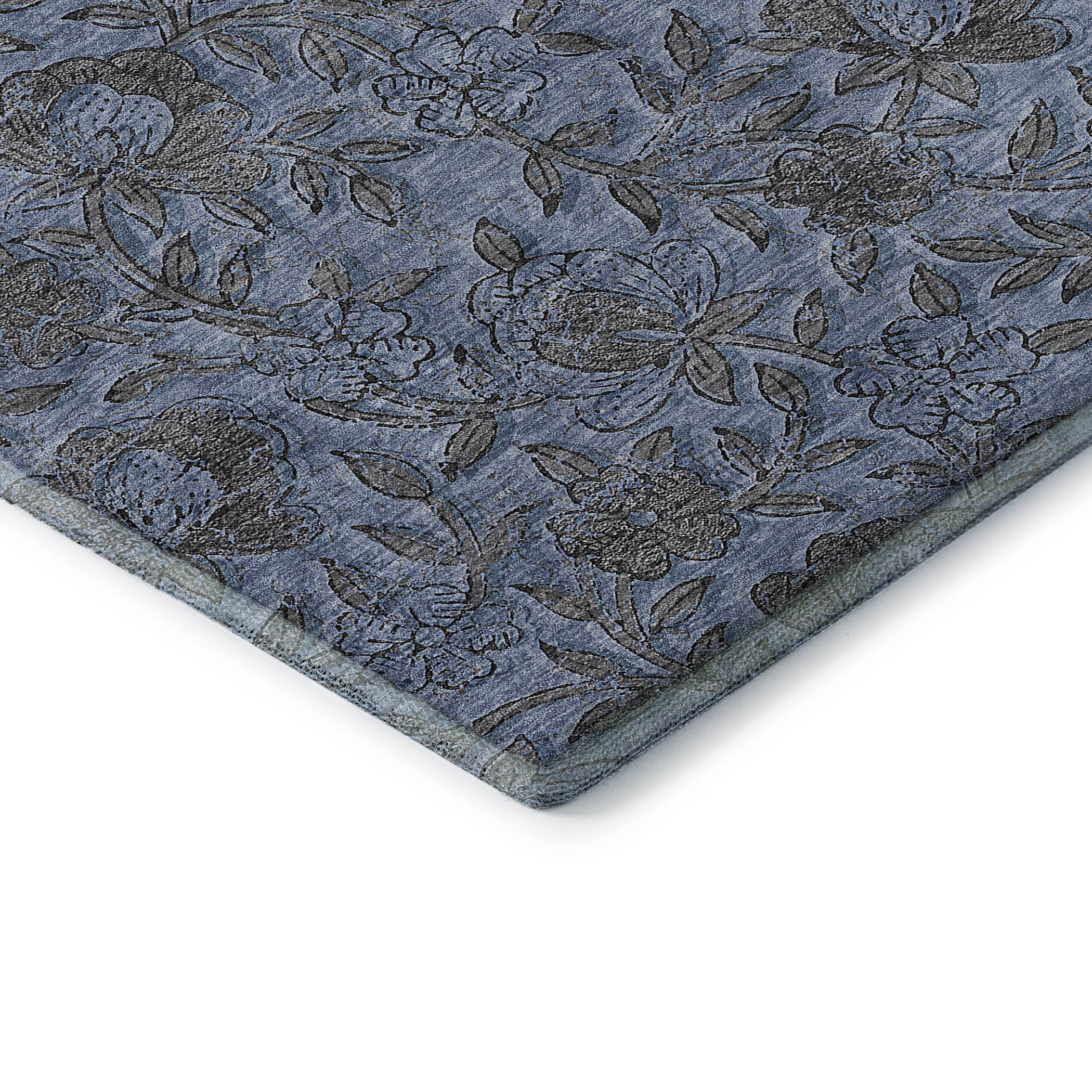 Porto Machine Washable Transitional Blue Rug 1'8" x 2'6" #shape_Rectangle