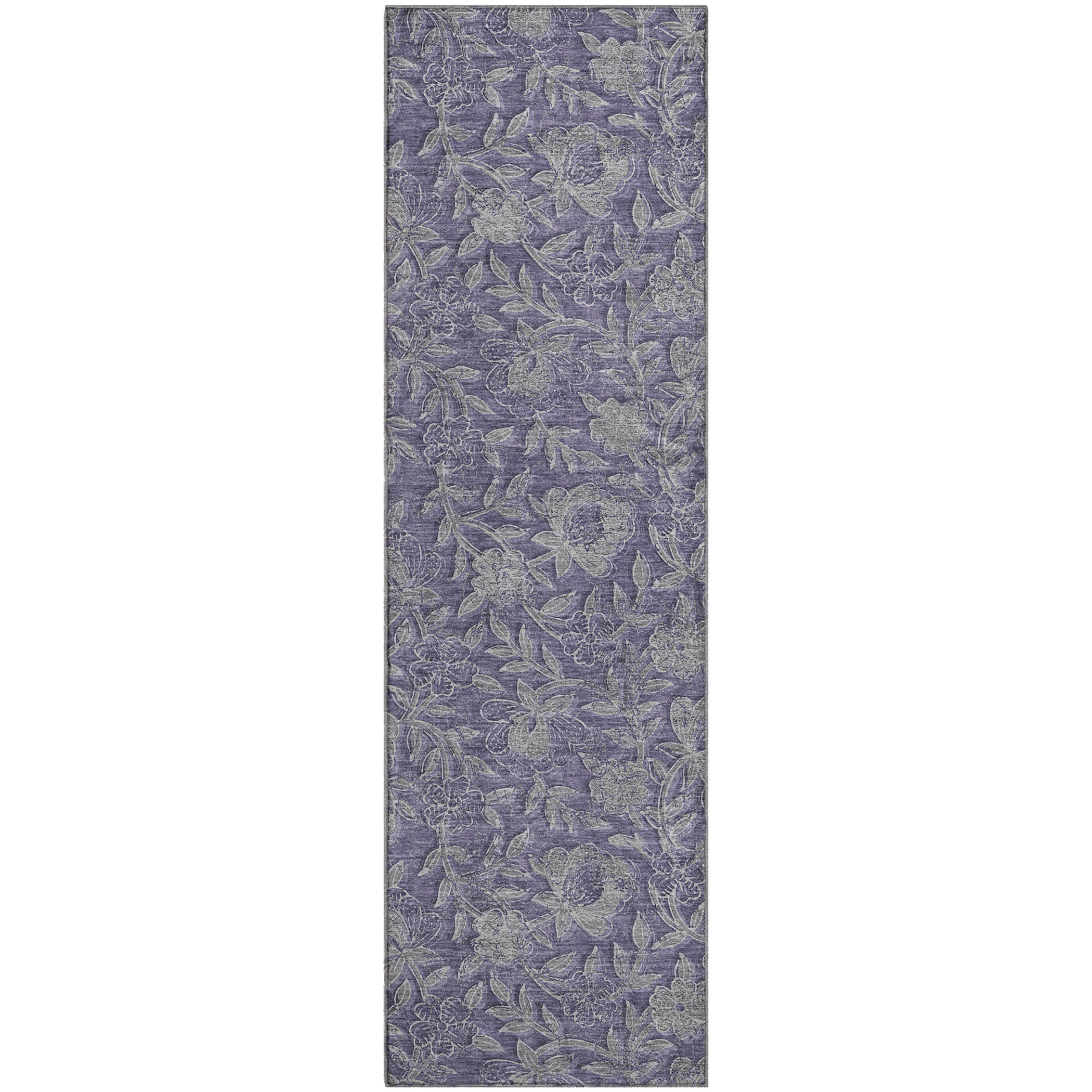 Porto Machine Washable Transitional Eggplant Purple Rug 2'3" x 7'6" #shape_Runner