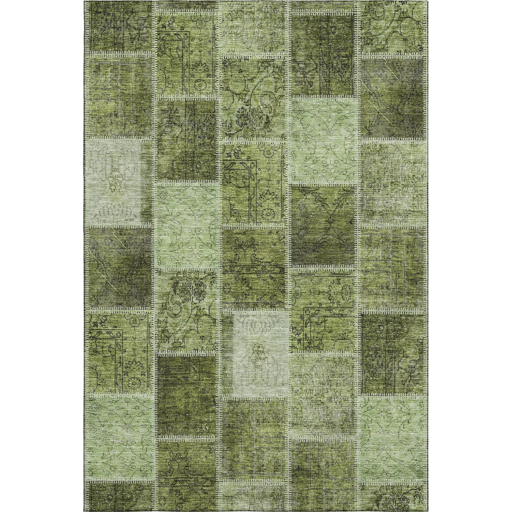 Istanbul Machine Washable Transitional Olive Green Rug 2'6" x 3'10" #shape_Rectangle