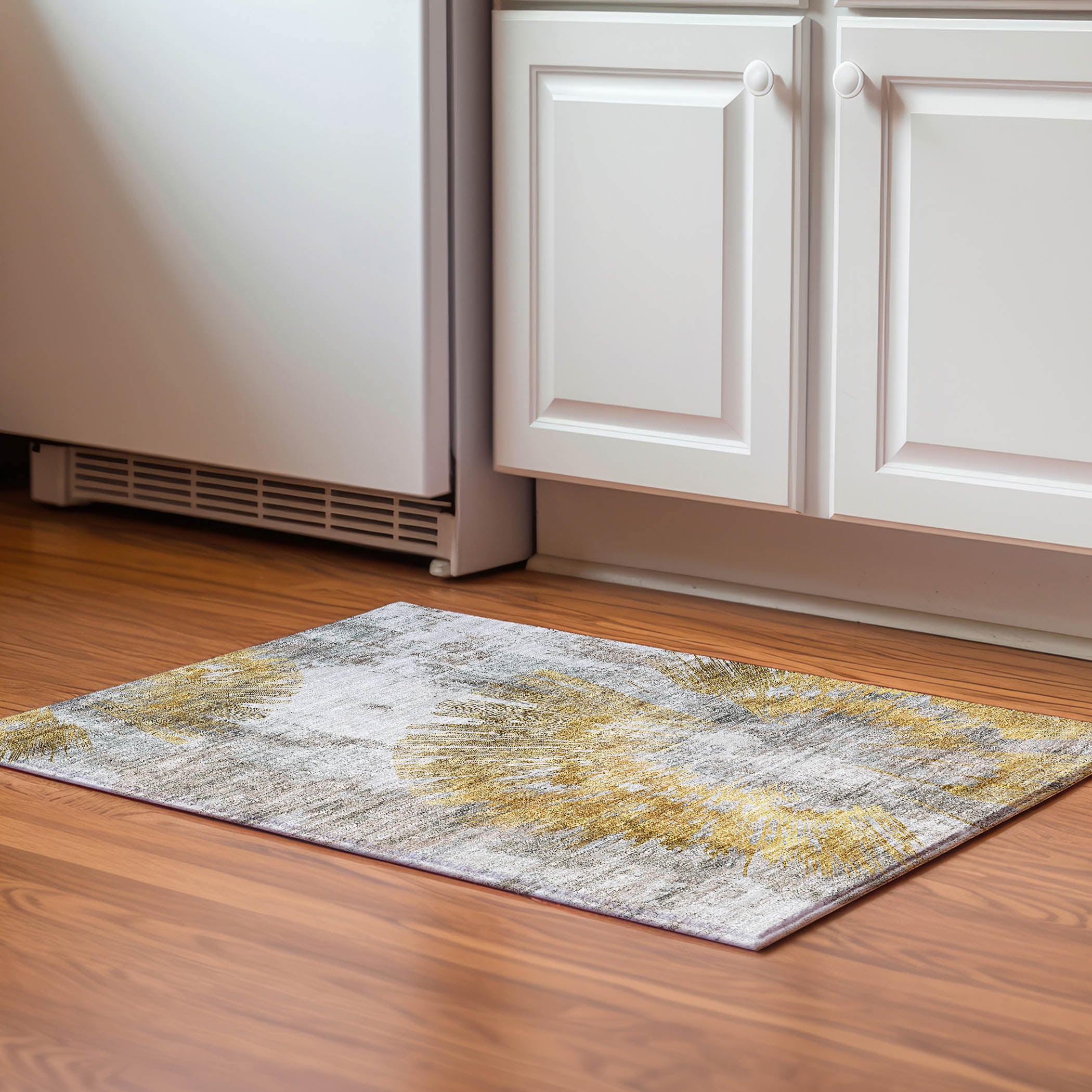 Havana Machine Washable Transitional Gold Rug 1'8" x 2'6" #shape_Rectangle