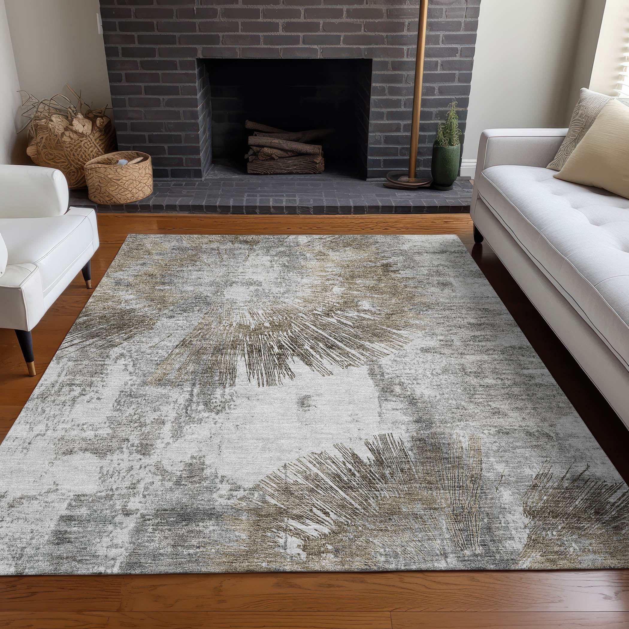 Havana Machine Washable Transitional Taupe Brown Rug 2'6" x 3'10" #shape_Rectangle