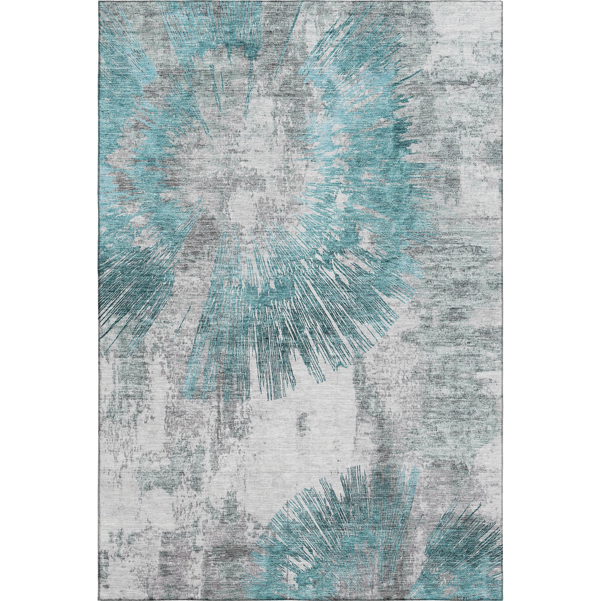 Havana Machine Washable Transitional Teal Rug 2'6" x 3'10" #shape_Rectangle