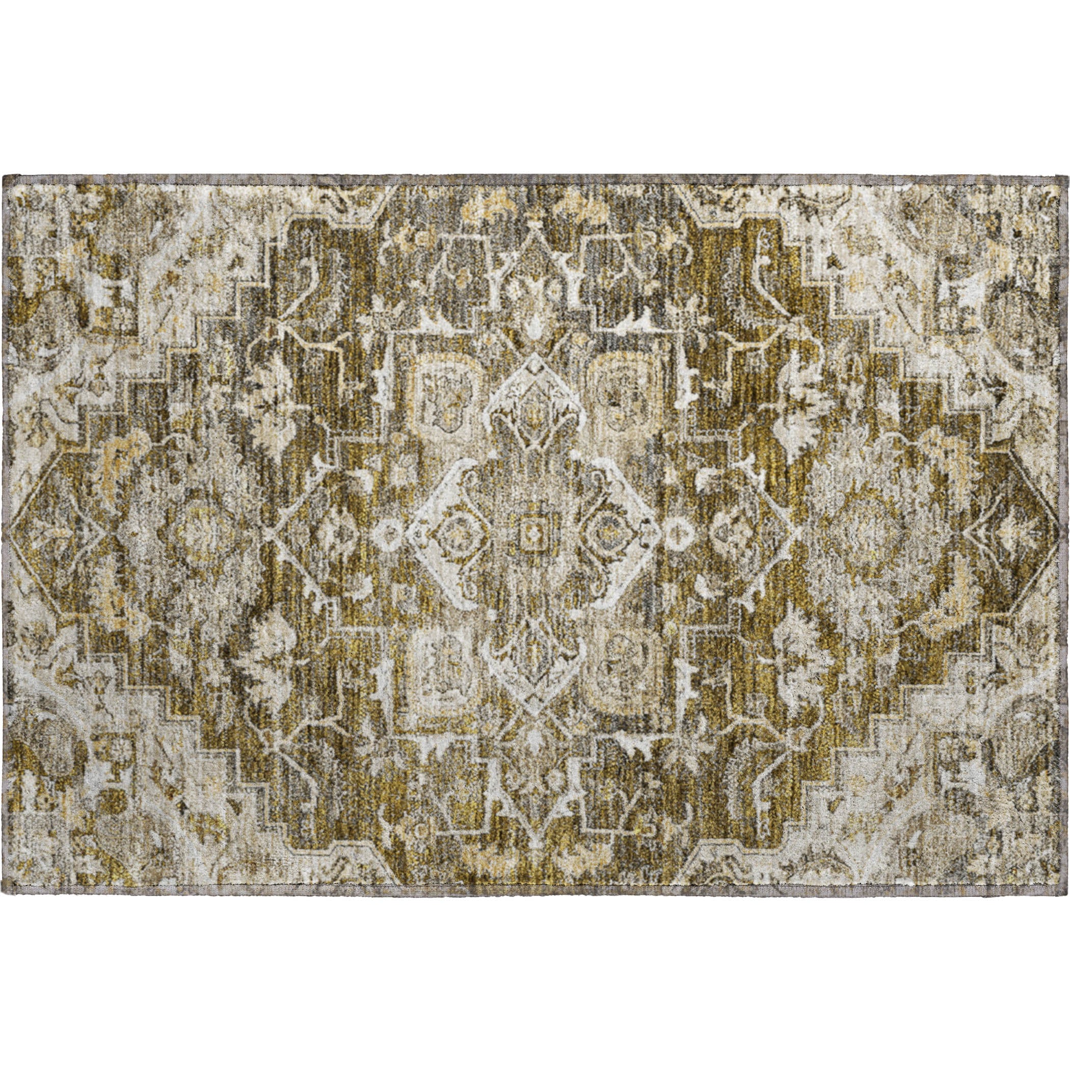 Zanzibar Machine Washable Traditional Brown Rug 1'8" x 2'6" #shape_Rectangle