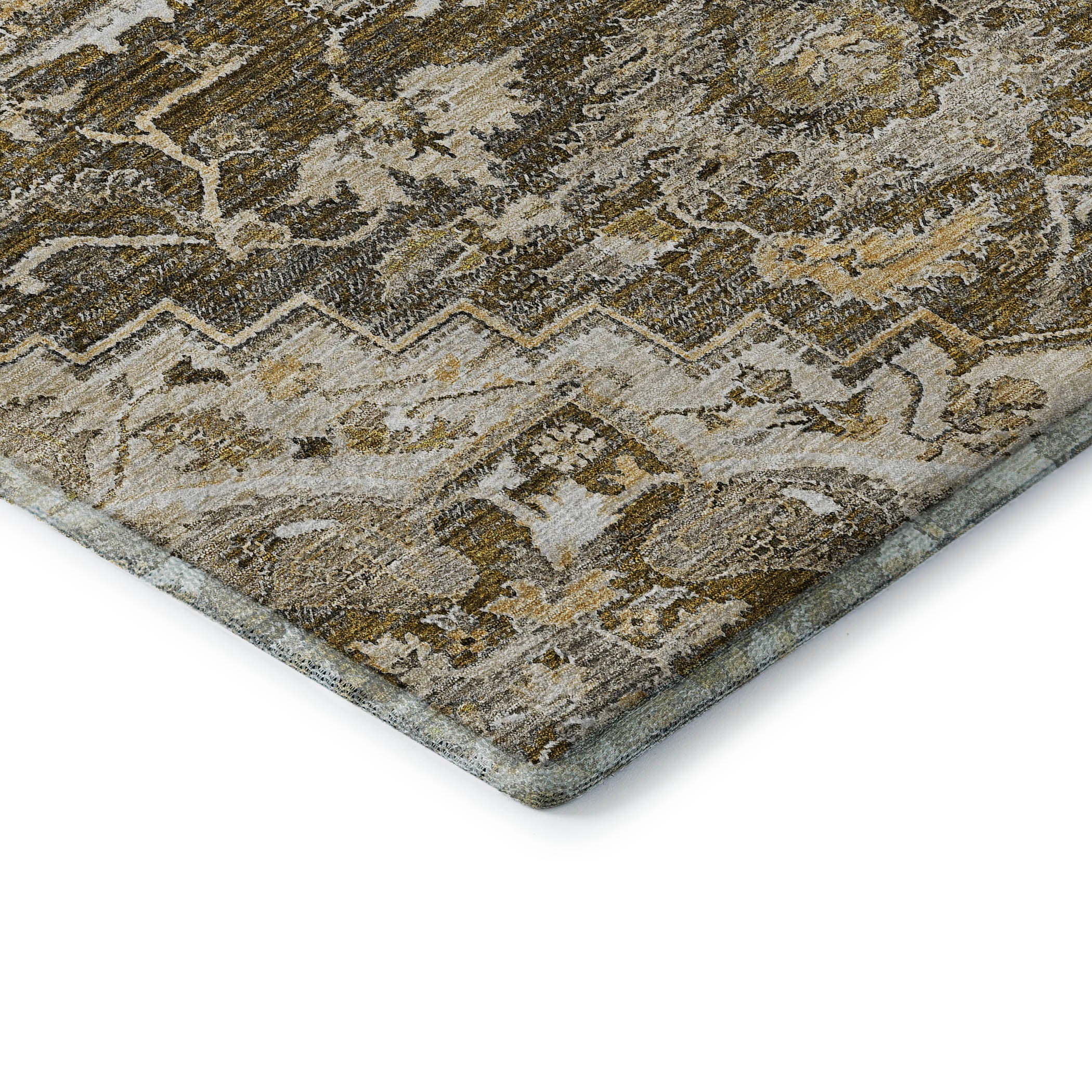 Zanzibar Machine Washable Traditional Brown Rug 1'8" x 2'6" #shape_Rectangle