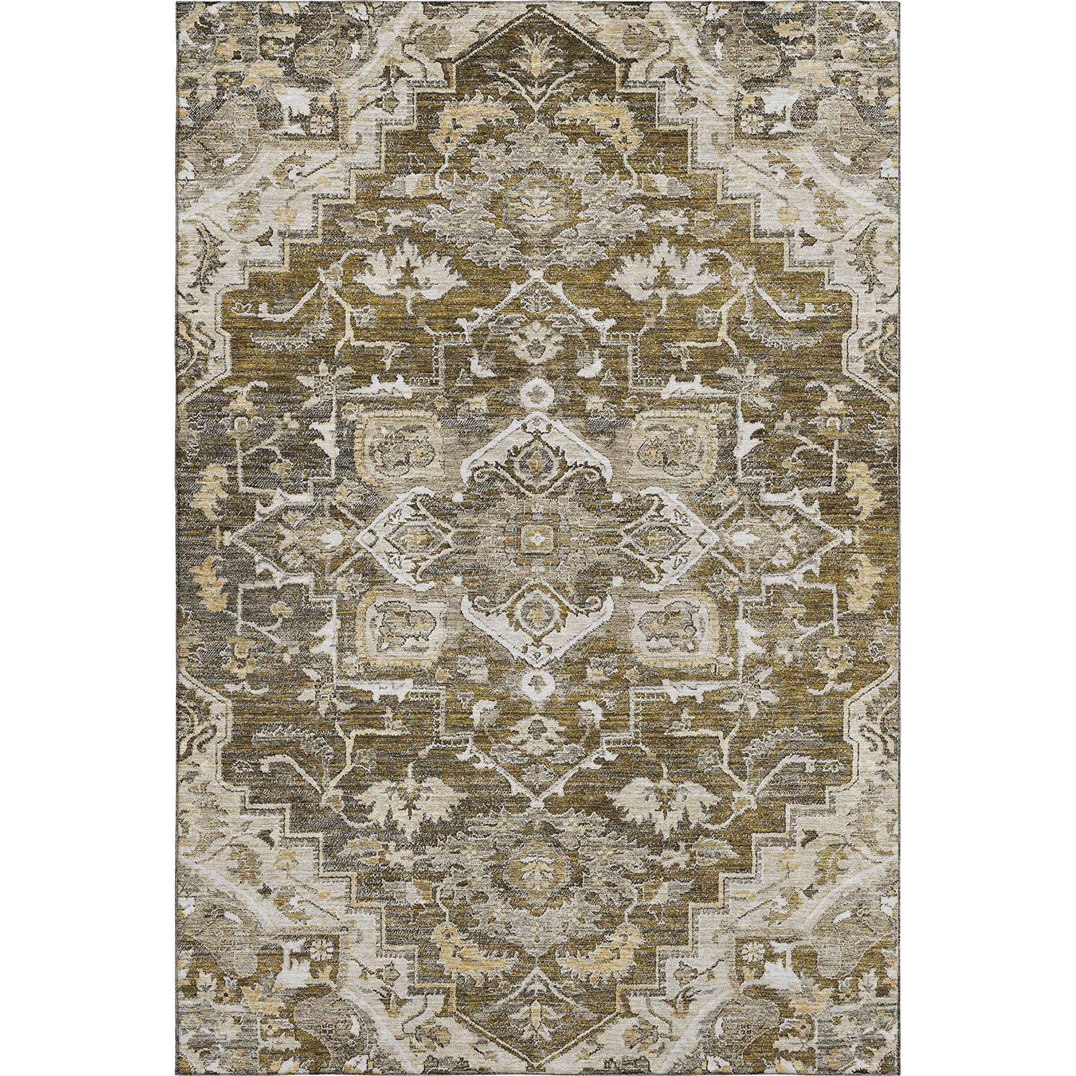 Zanzibar Machine Washable Traditional Brown Rug 2'6" x 3'10" #shape_Rectangle