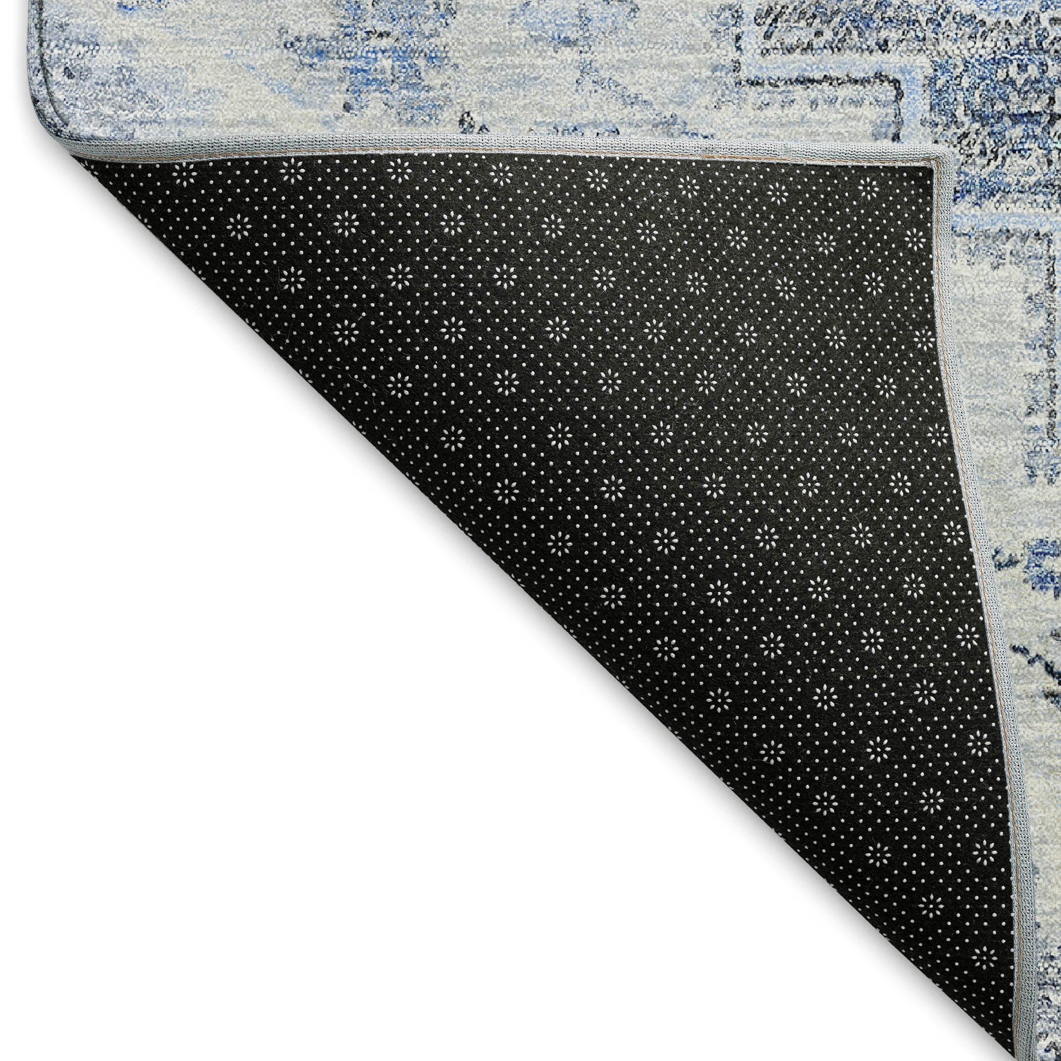 Zanzibar Machine Washable Traditional Denim Blue Rug 1'8" x 2'6" #shape_Rectangle