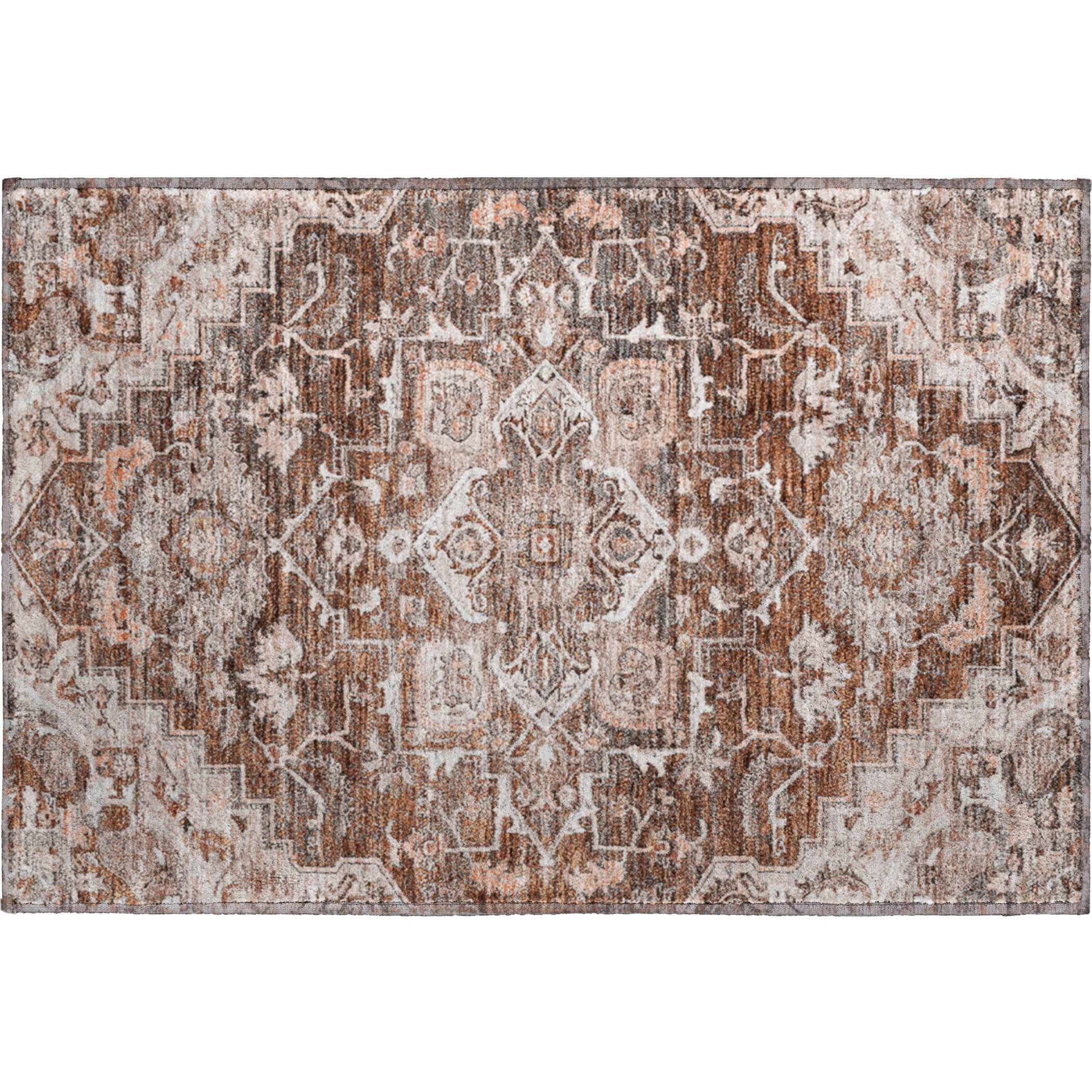 Zanzibar Machine Washable Traditional Terracotta Orange Rug 1'8" x 2'6" #shape_Rectangle