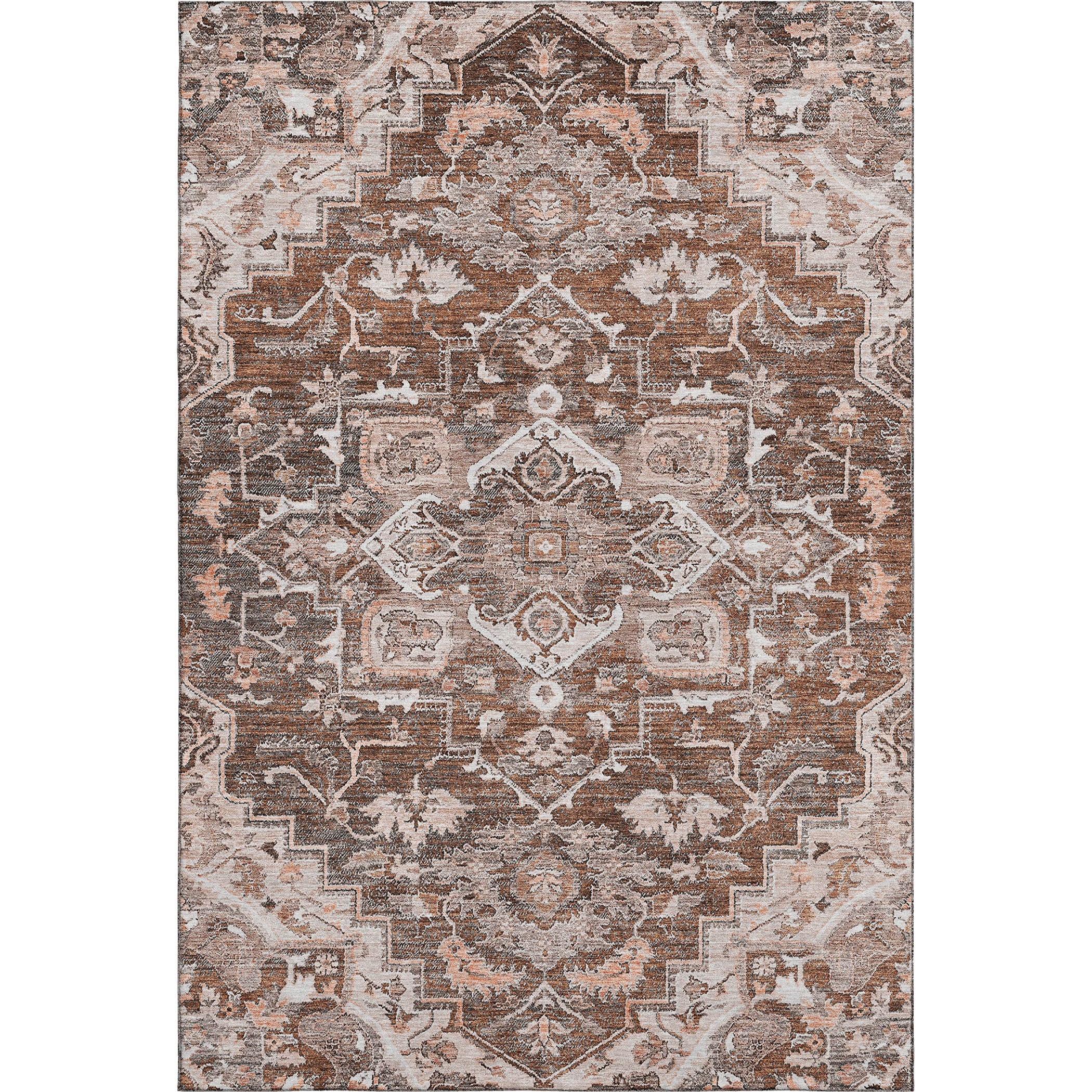 Zanzibar Machine Washable Traditional Terracotta Orange Rug 2'6" x 3'10" #shape_Rectangle