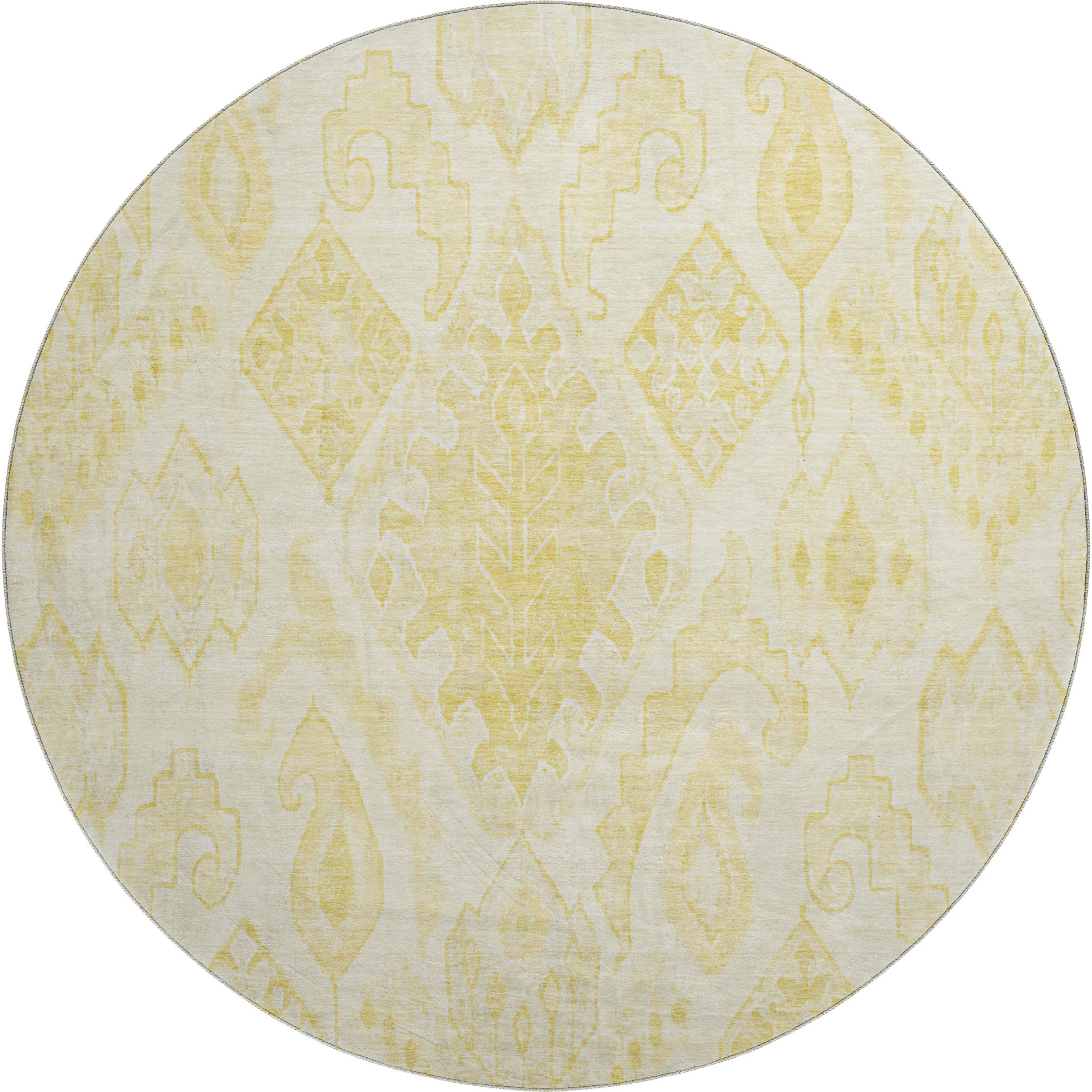 Bangkok Machine Washable Transitional Gold Rug 8' x 8' #shape_Round