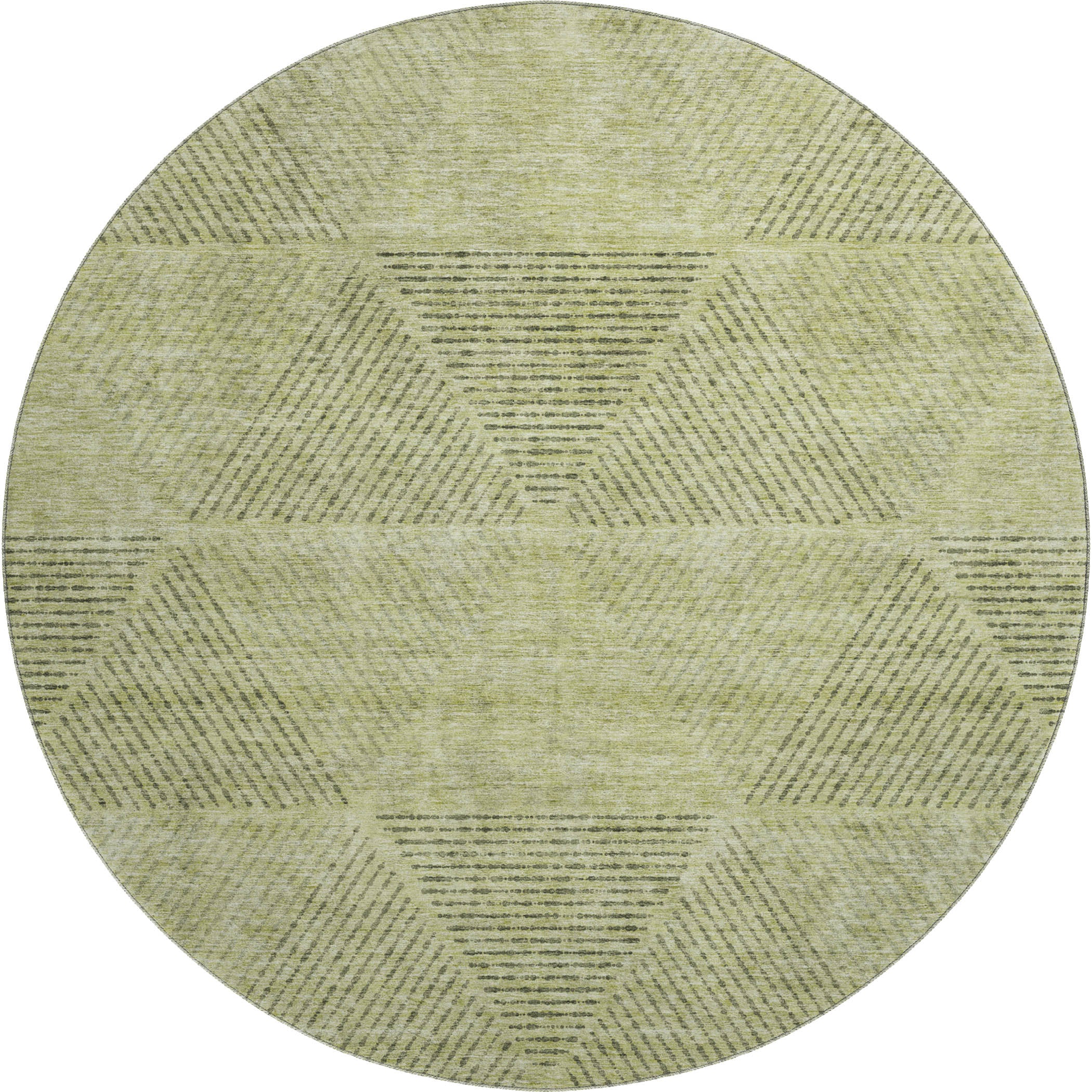 Colombo Machine Washable Transitional Aloe Green Rug 8' x 8' #shape_Round