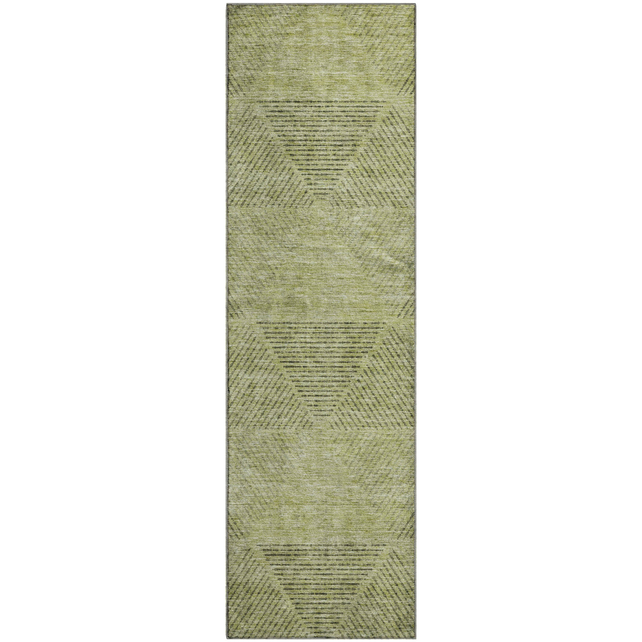 Colombo Machine Washable Transitional Aloe Green Rug 2'3" x 7'6" #shape_Runner