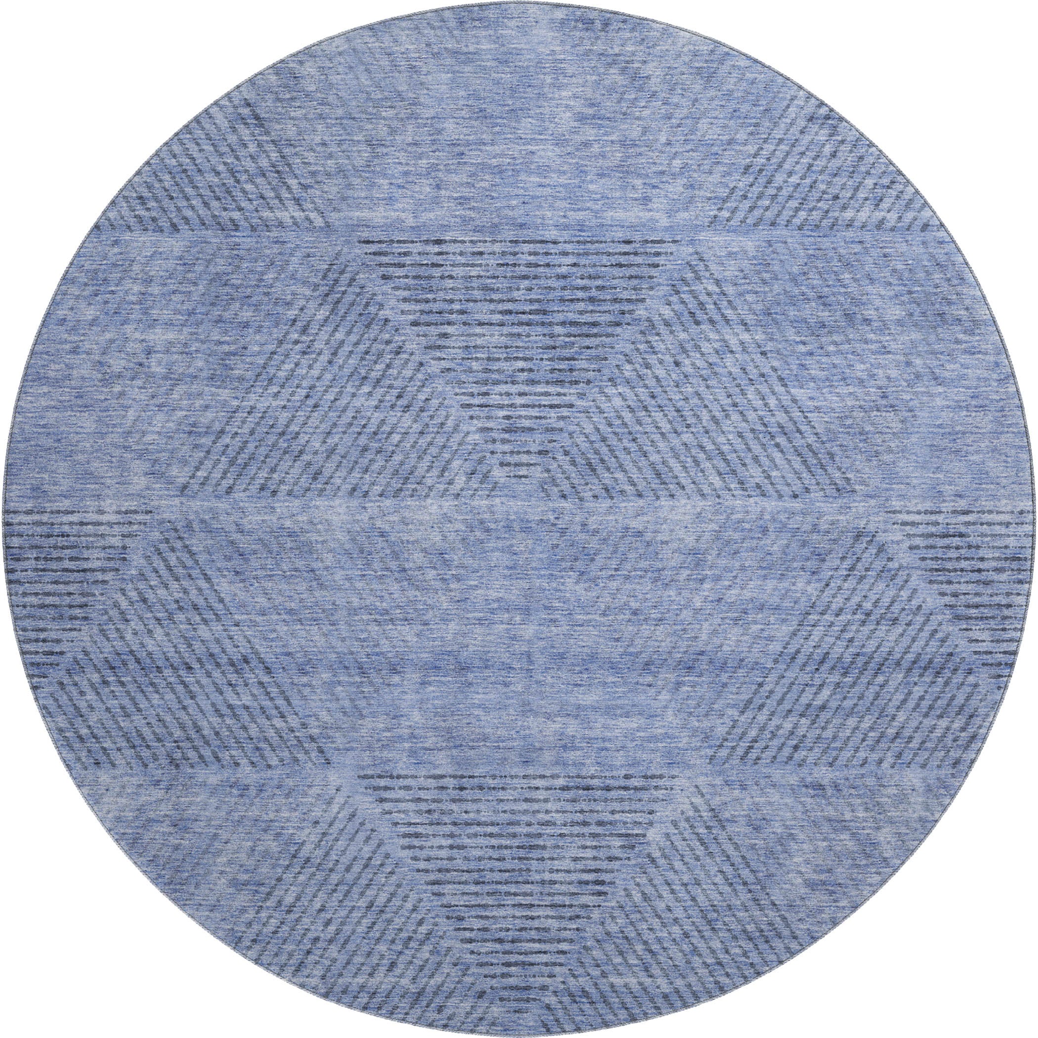 Colombo Machine Washable Transitional Blue Rug 8' x 8' #shape_Round