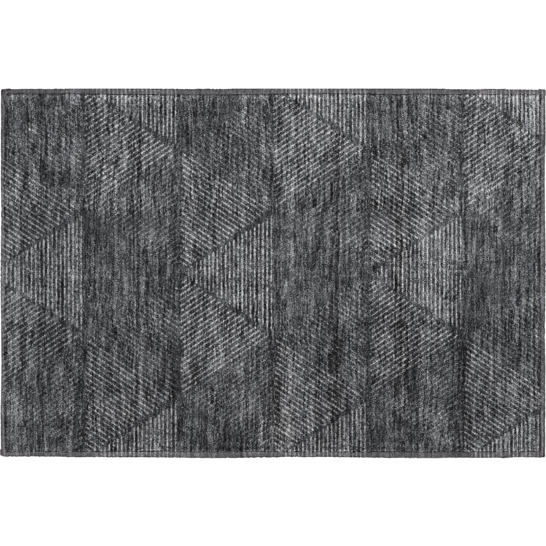 Colombo Machine Washable Transitional Charcoal Gray Rug 1'8" x 2'6" #shape_Rectangle