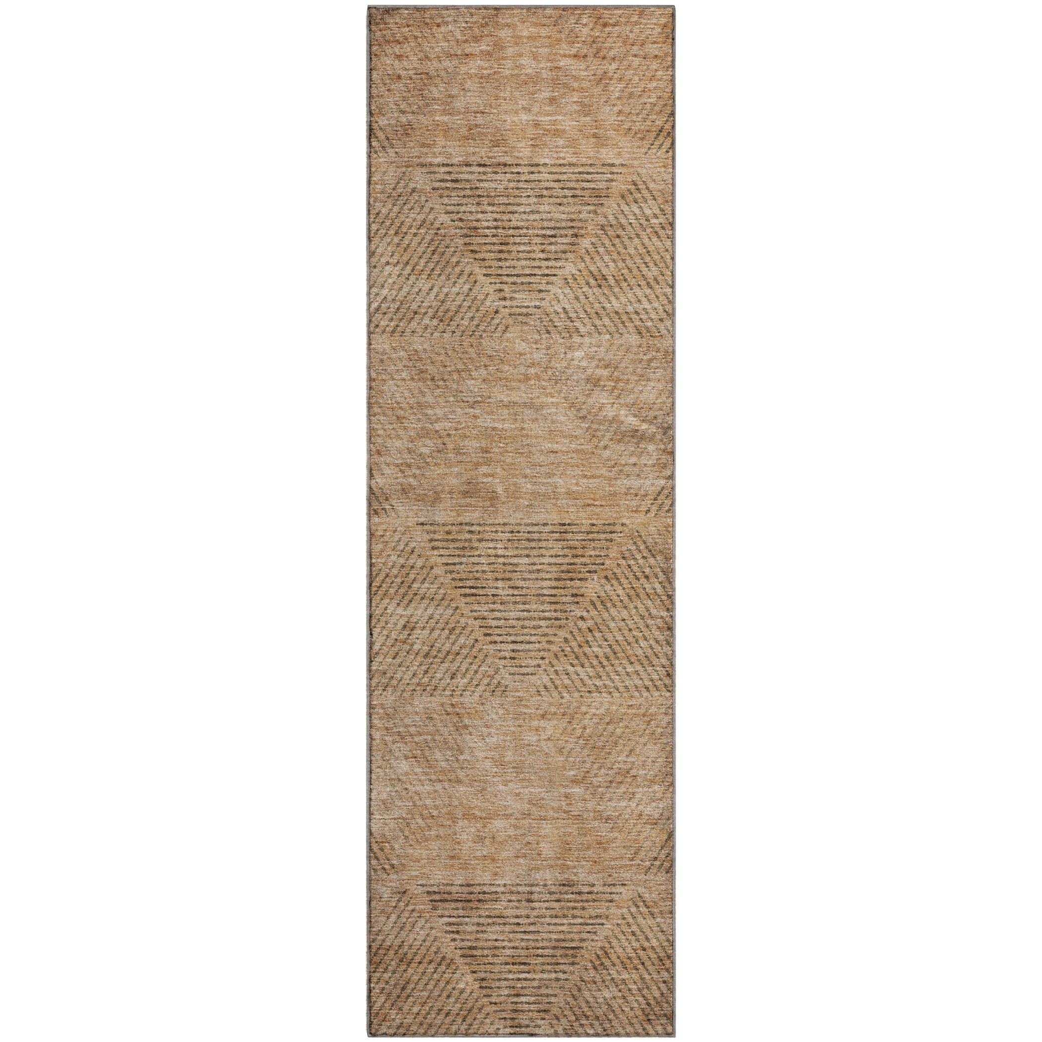 Colombo Machine Washable Transitional Copper Orange Rug 2'3" x 7'6" #shape_Runner