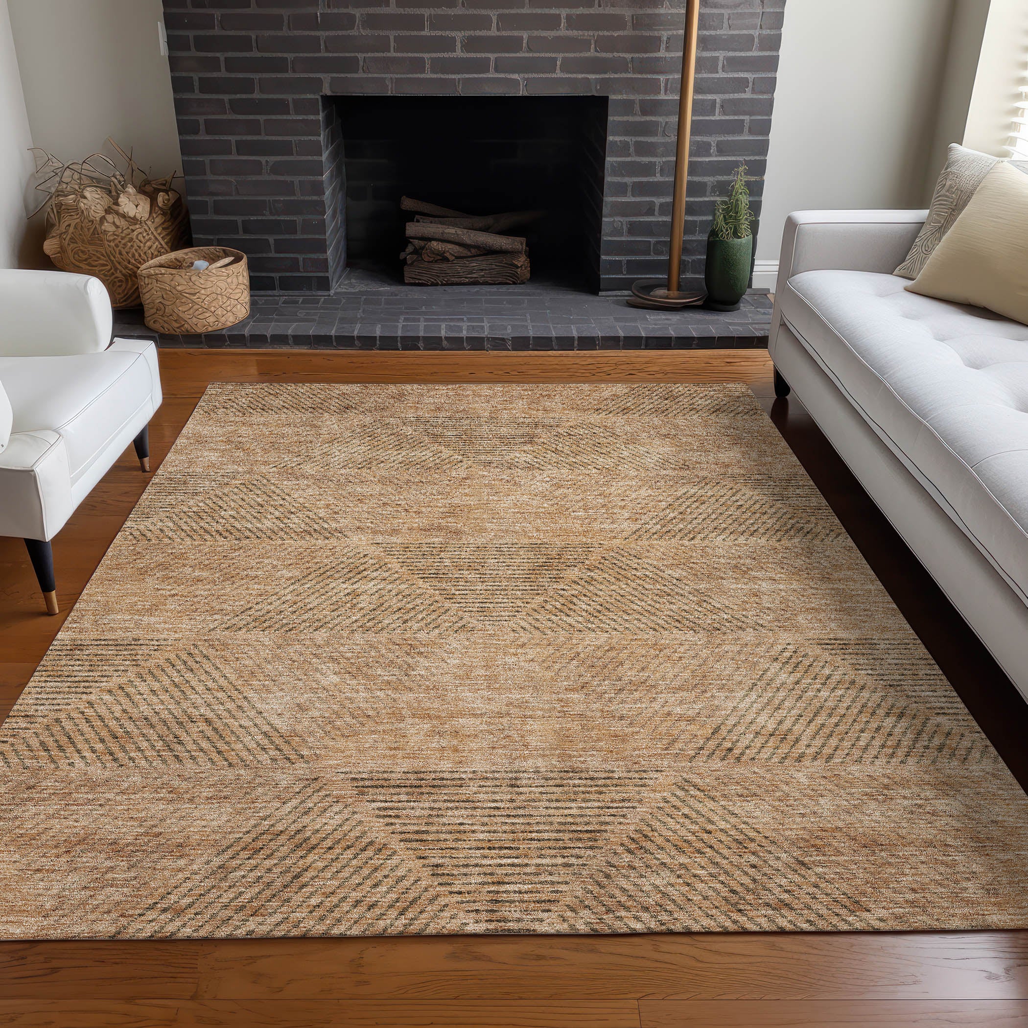 Colombo Machine Washable Transitional Copper Orange Rug 2'6" x 3'10" #shape_Rectangle