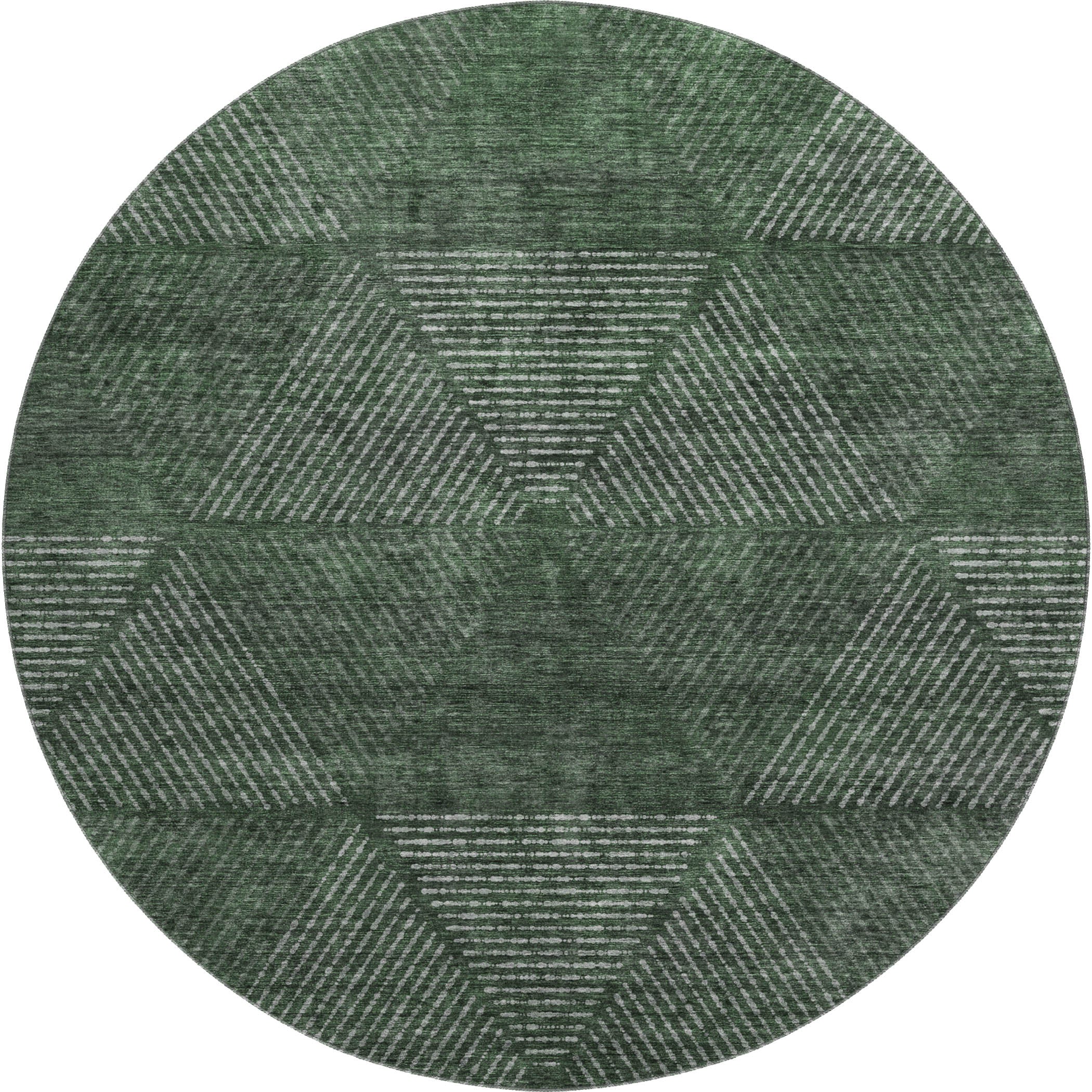 Colombo Machine Washable Transitional Fern Green Rug 8' x 8' #shape_Round