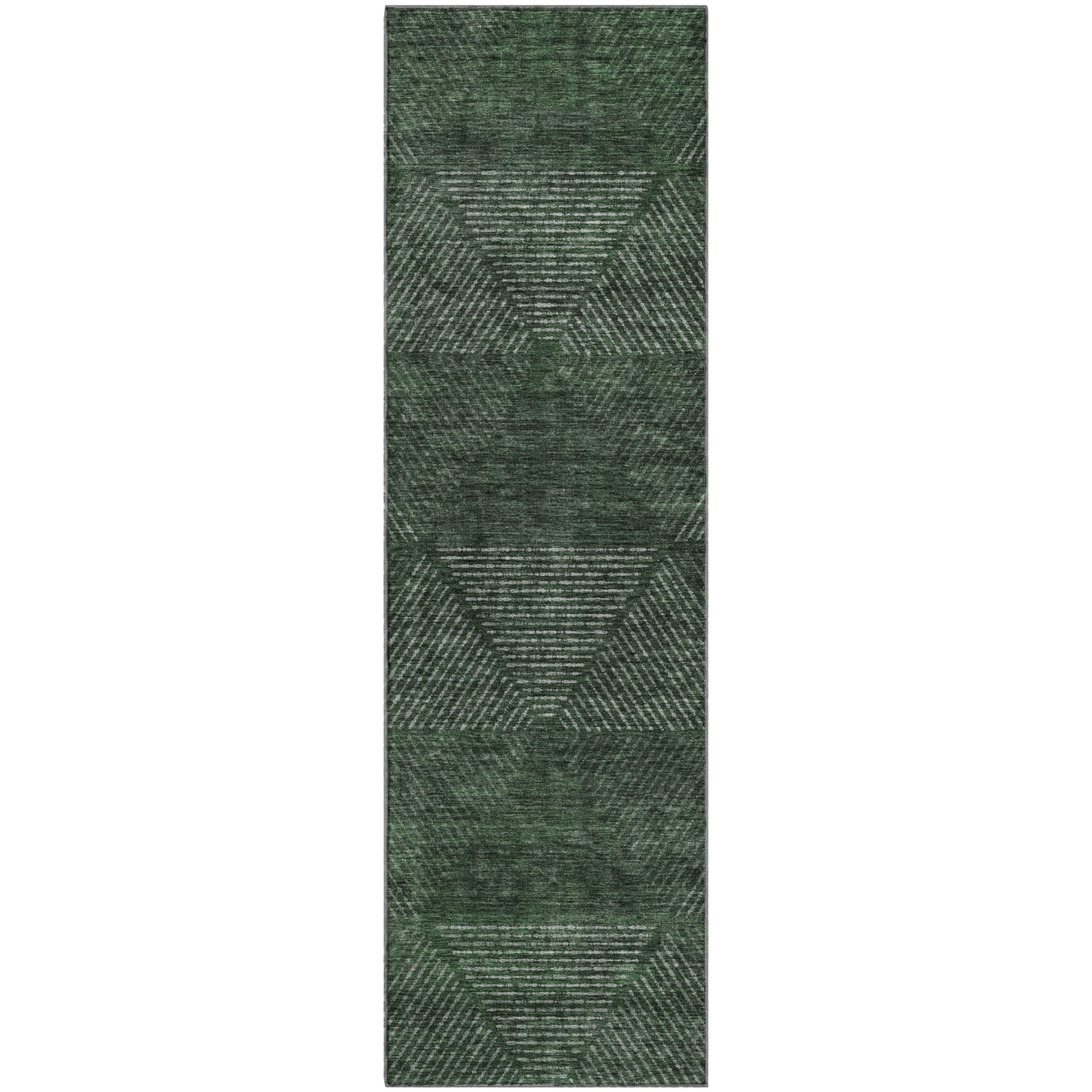 Colombo Machine Washable Transitional Fern Green Rug 2'3" x 7'6" #shape_Runner