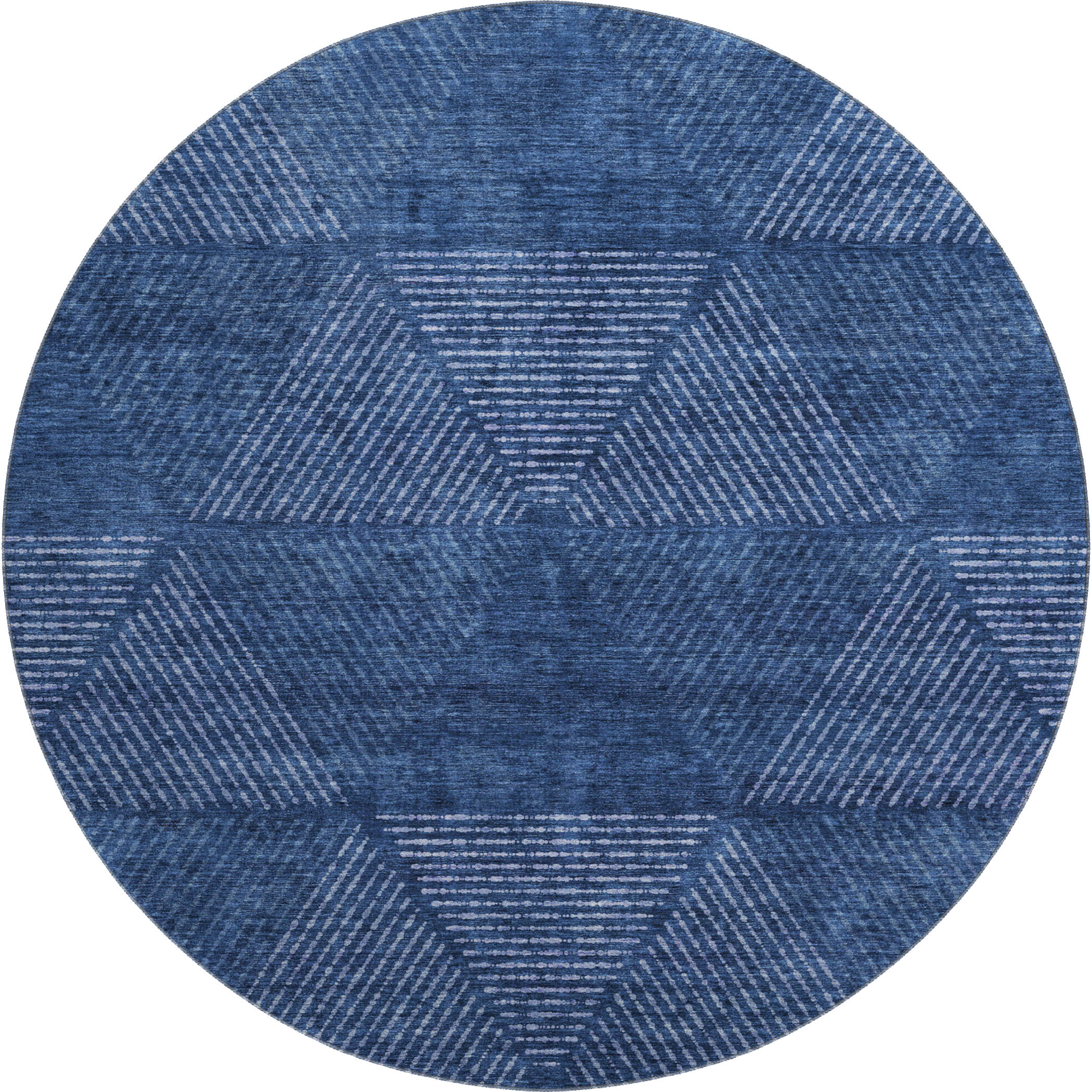 Colombo Machine Washable Transitional Navy Blue Rug 8' x 8' #shape_Round