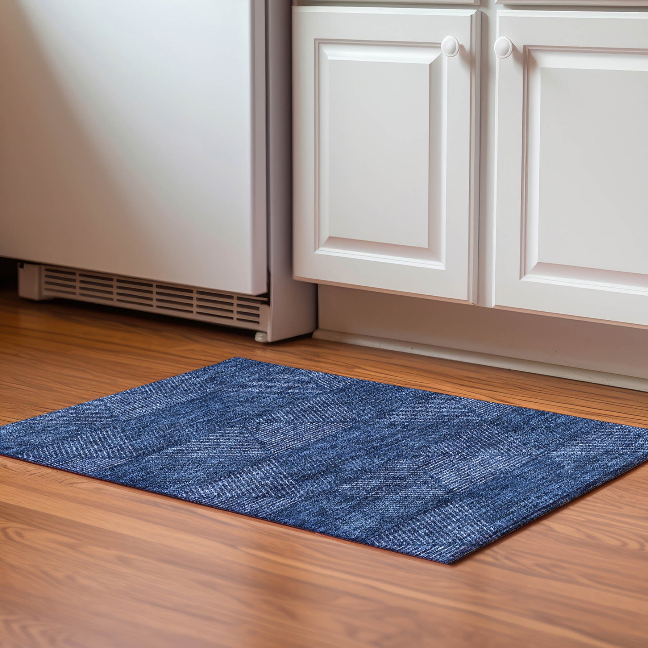 Colombo Machine Washable Transitional Navy Blue Rug 1'8" x 2'6" #shape_Rectangle