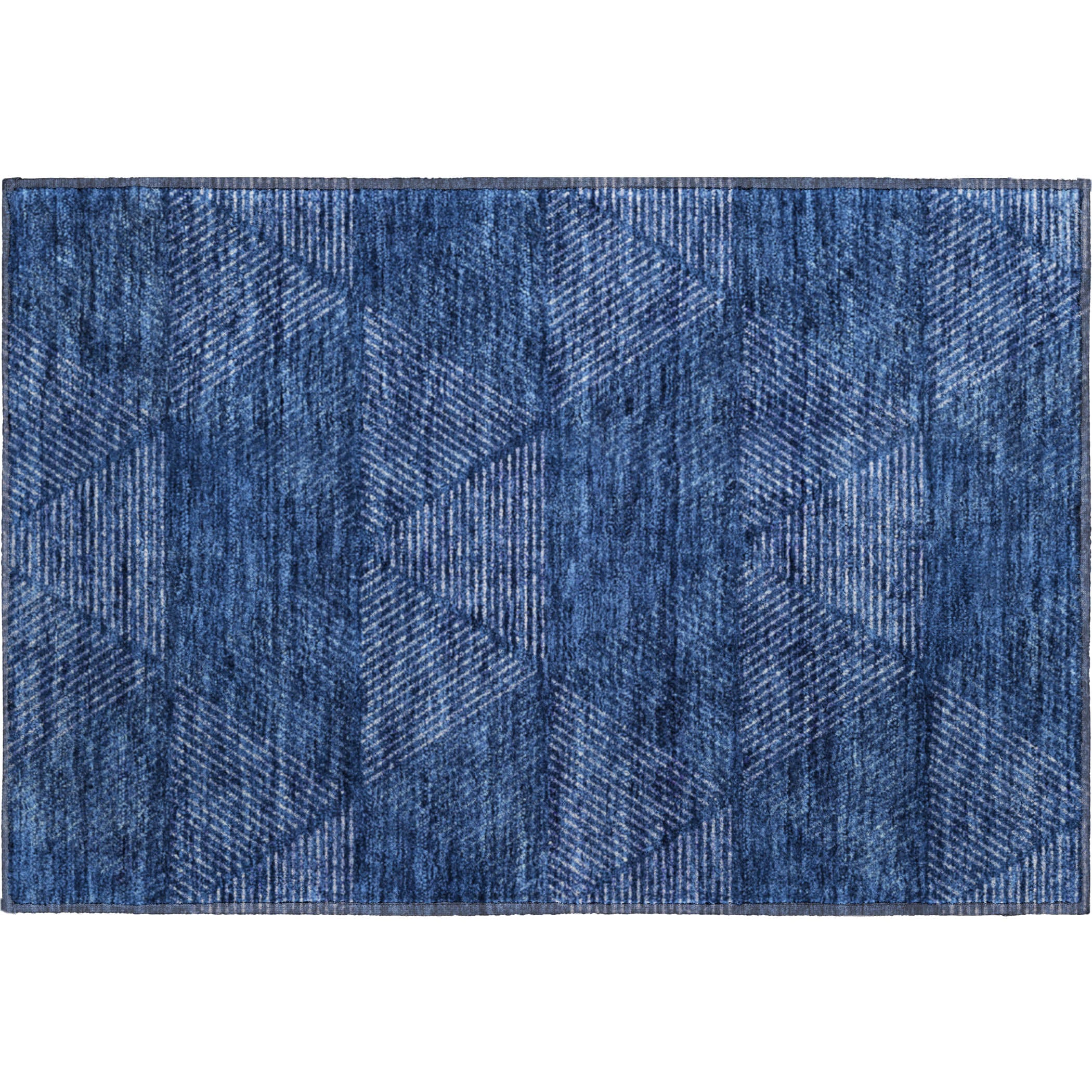 Colombo Machine Washable Transitional Navy Blue Rug 1'8" x 2'6" #shape_Rectangle