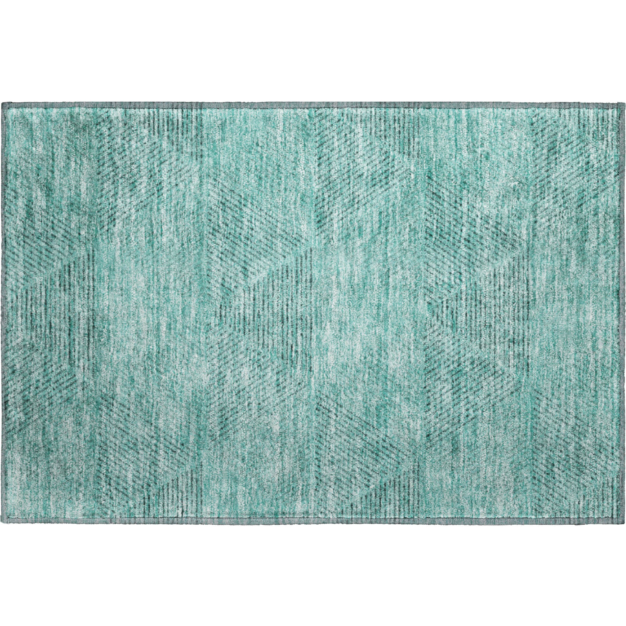 Colombo Machine Washable Transitional Teal Rug 1'8" x 2'6" #shape_Rectangle