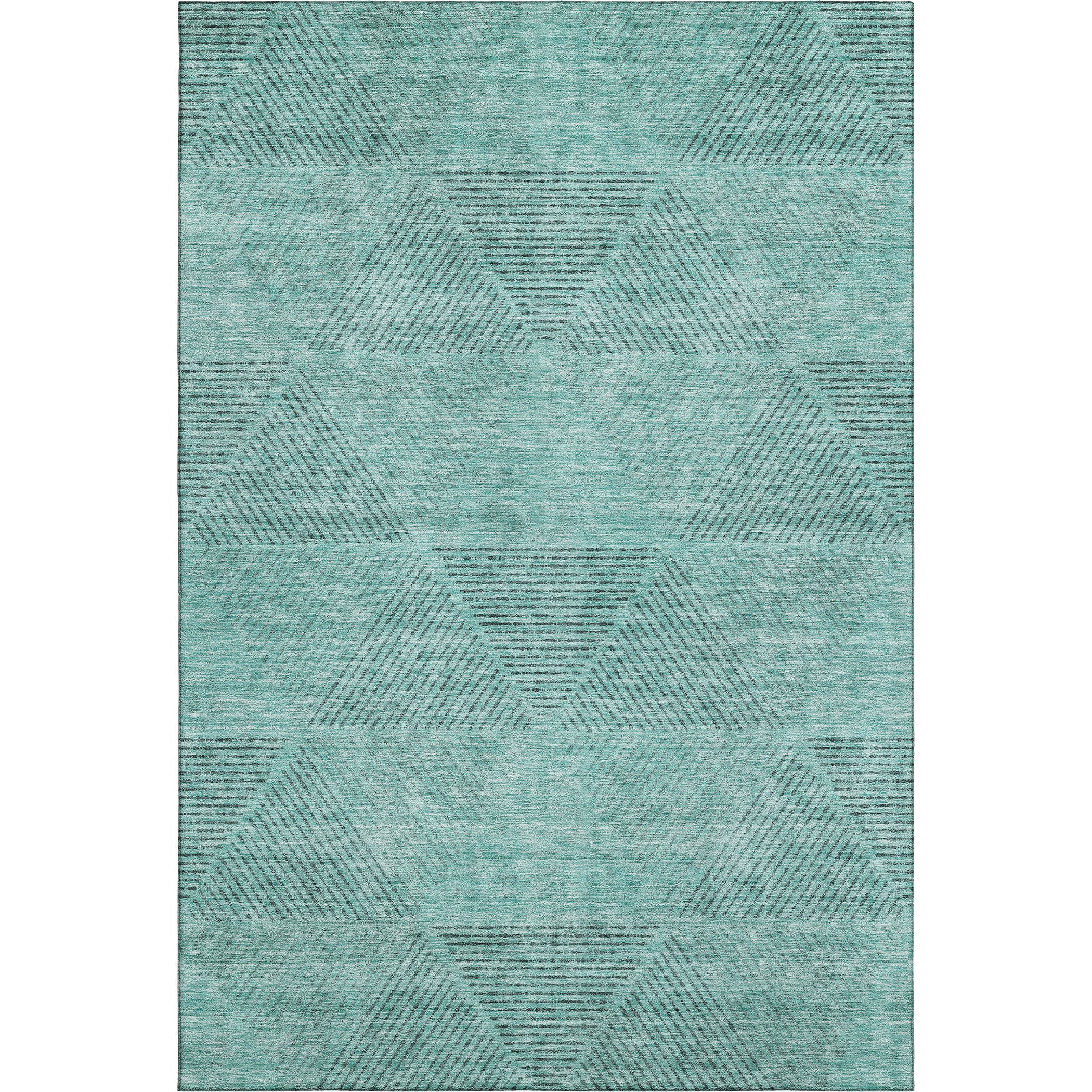 Colombo Machine Washable Transitional Teal Rug 2'6" x 3'10" #shape_Rectangle