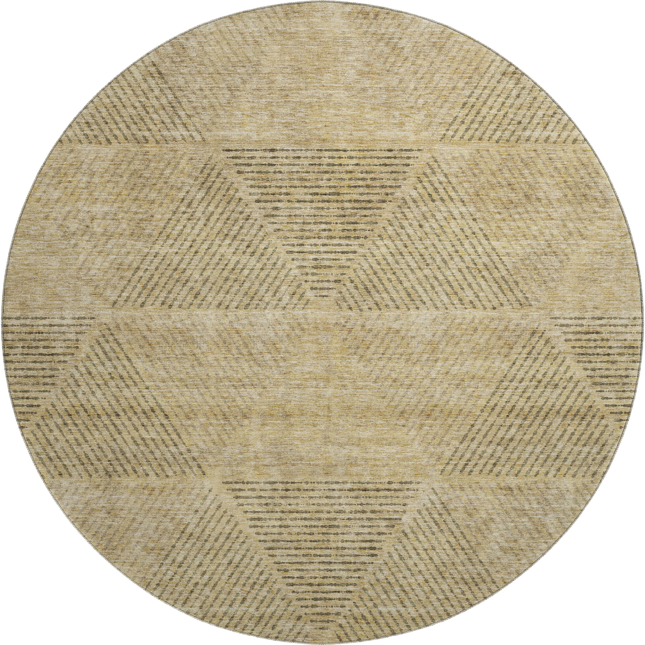 Colombo Machine Washable Transitional Wheat Gold Rug 8' x 8' #shape_Round