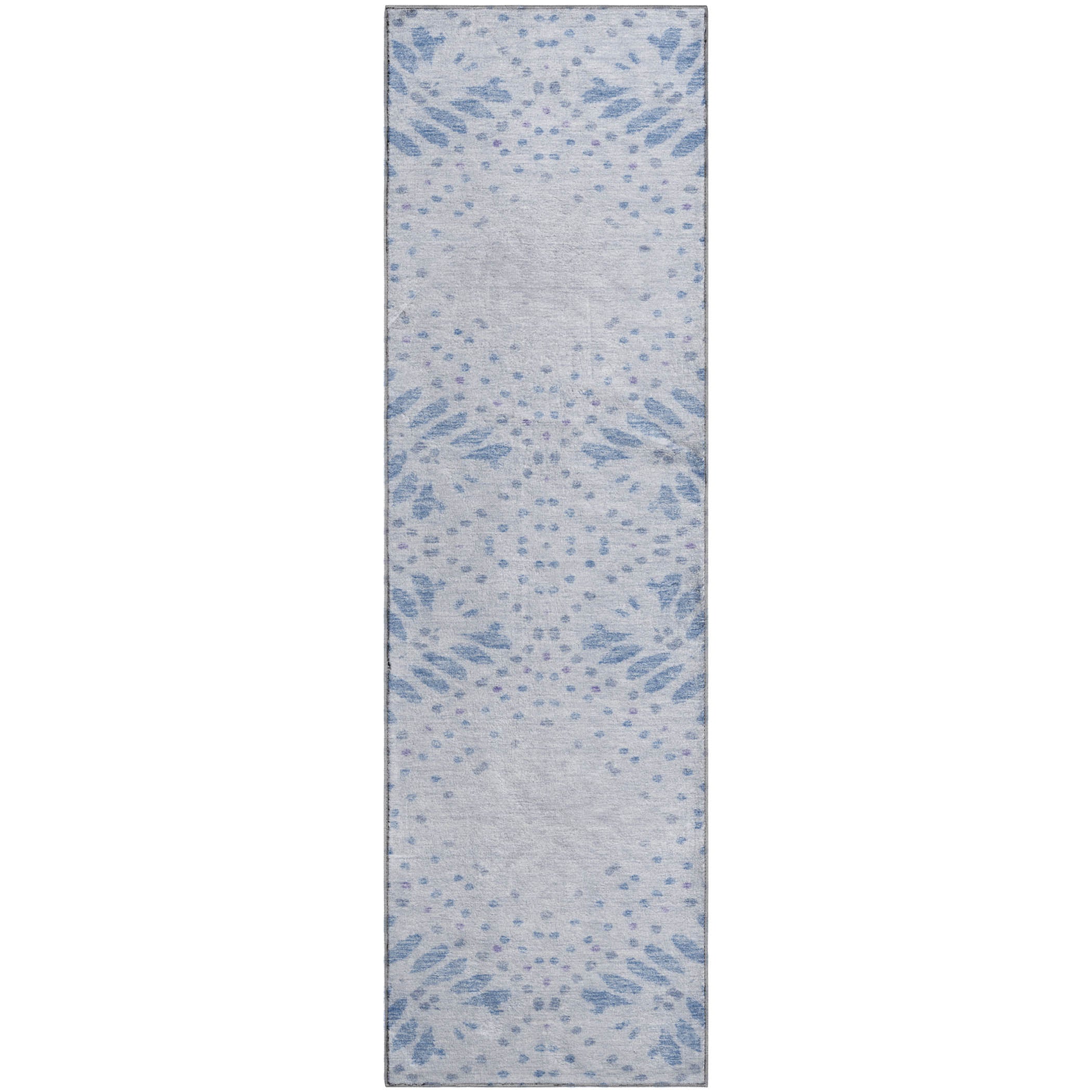 Reykjavik Machine Washable Transitional Blue Rug 2'3" x 7'6" #shape_Runner