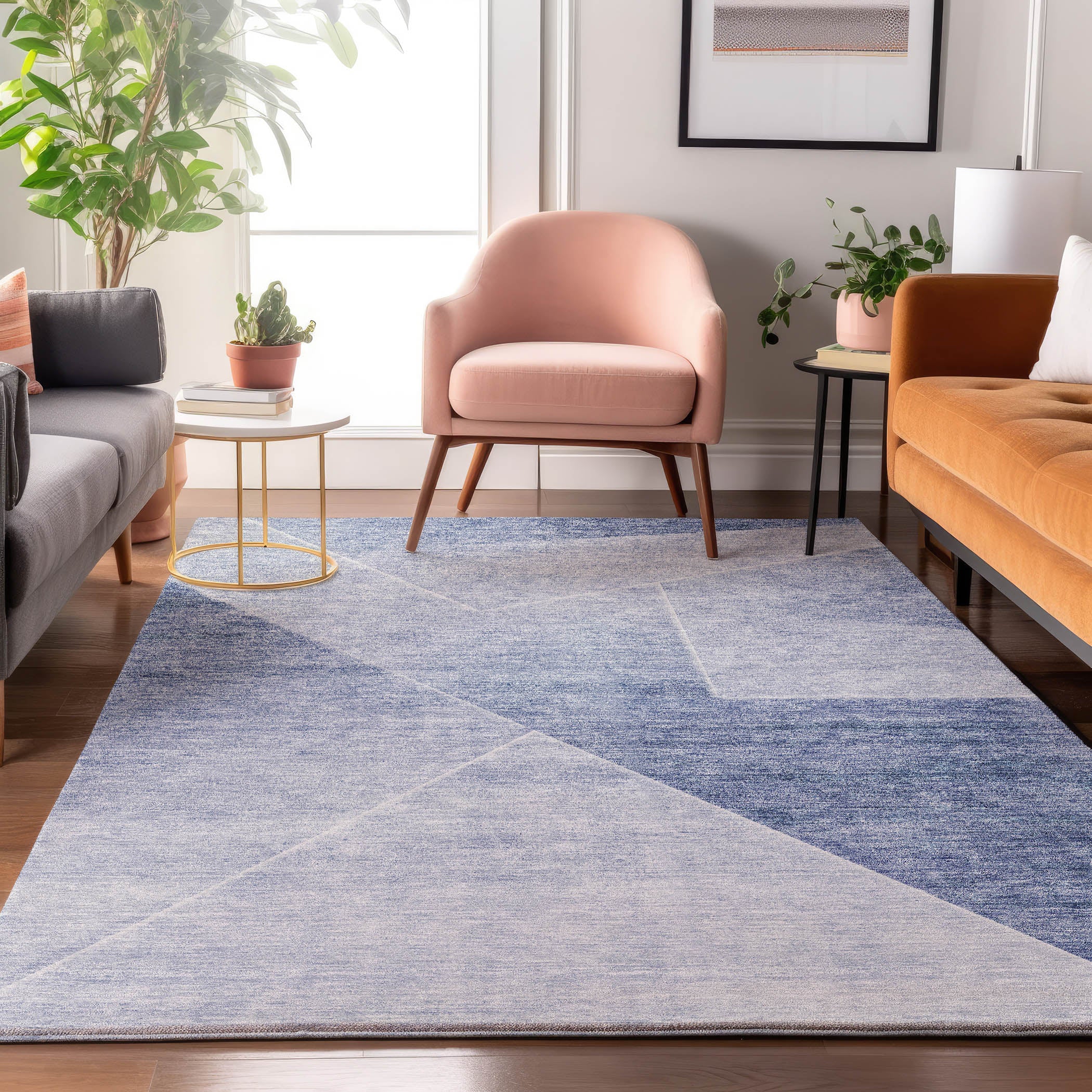 Bogota Machine Washable Transitional Blue Rug 2'6" x 3'10" #shape_Rectangle