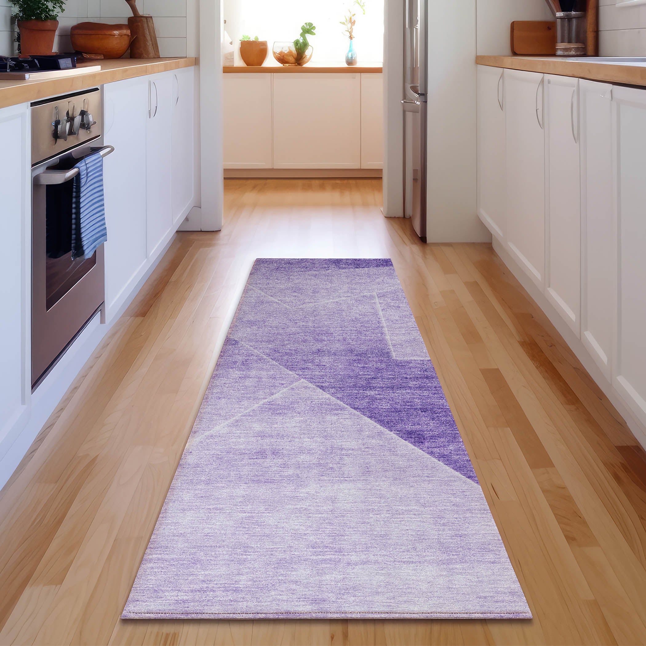 Bogota Machine Washable Transitional Purple Rug 2'3" x 7'6" #shape_Runner
