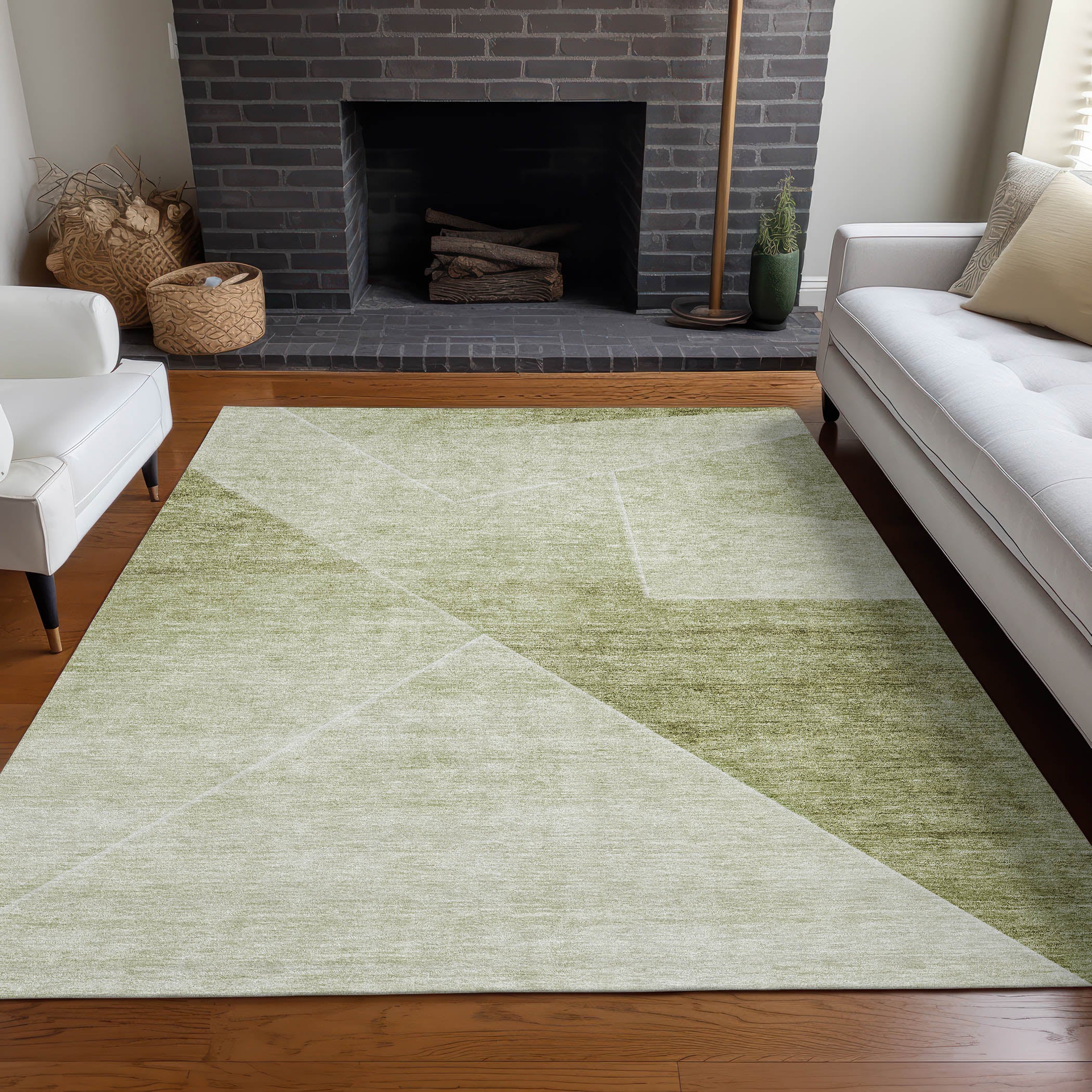Bogota Machine Washable Transitional Sage Green Rug 2'6" x 3'10" #shape_Rectangle