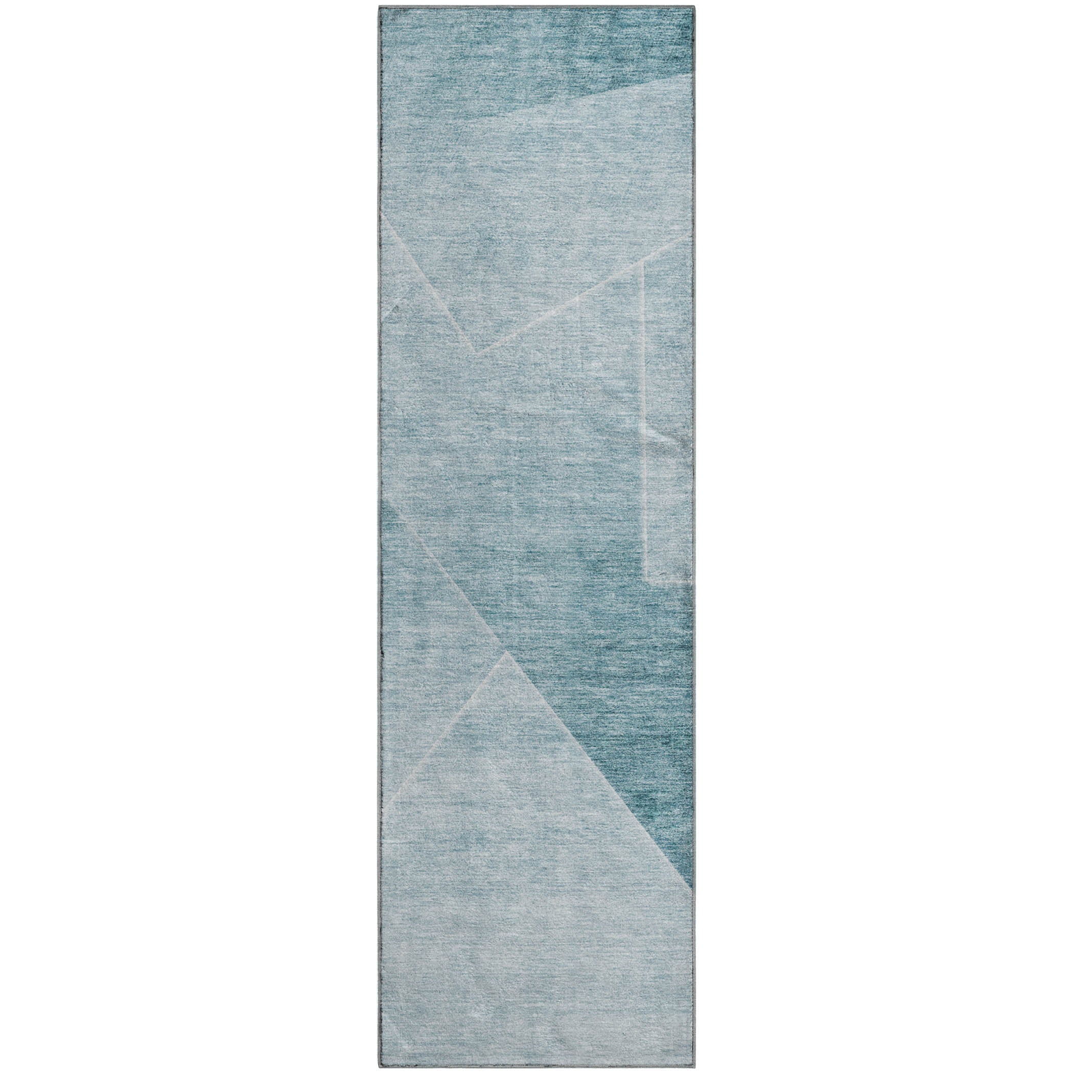 Bogota Machine Washable Transitional Teal Rug 2'3" x 7'6" #shape_Runner