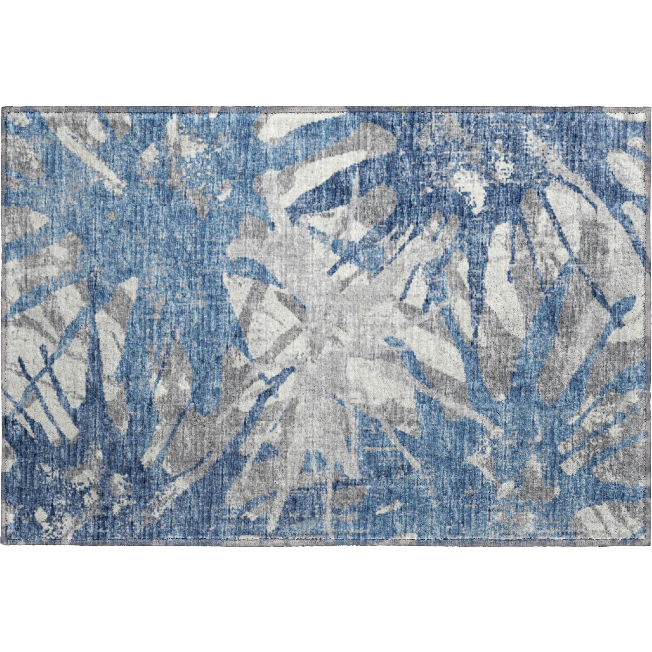 Lisbon Machine Washable Transitional Blue Rug 1'8" x 2'6" #shape_Rectangle