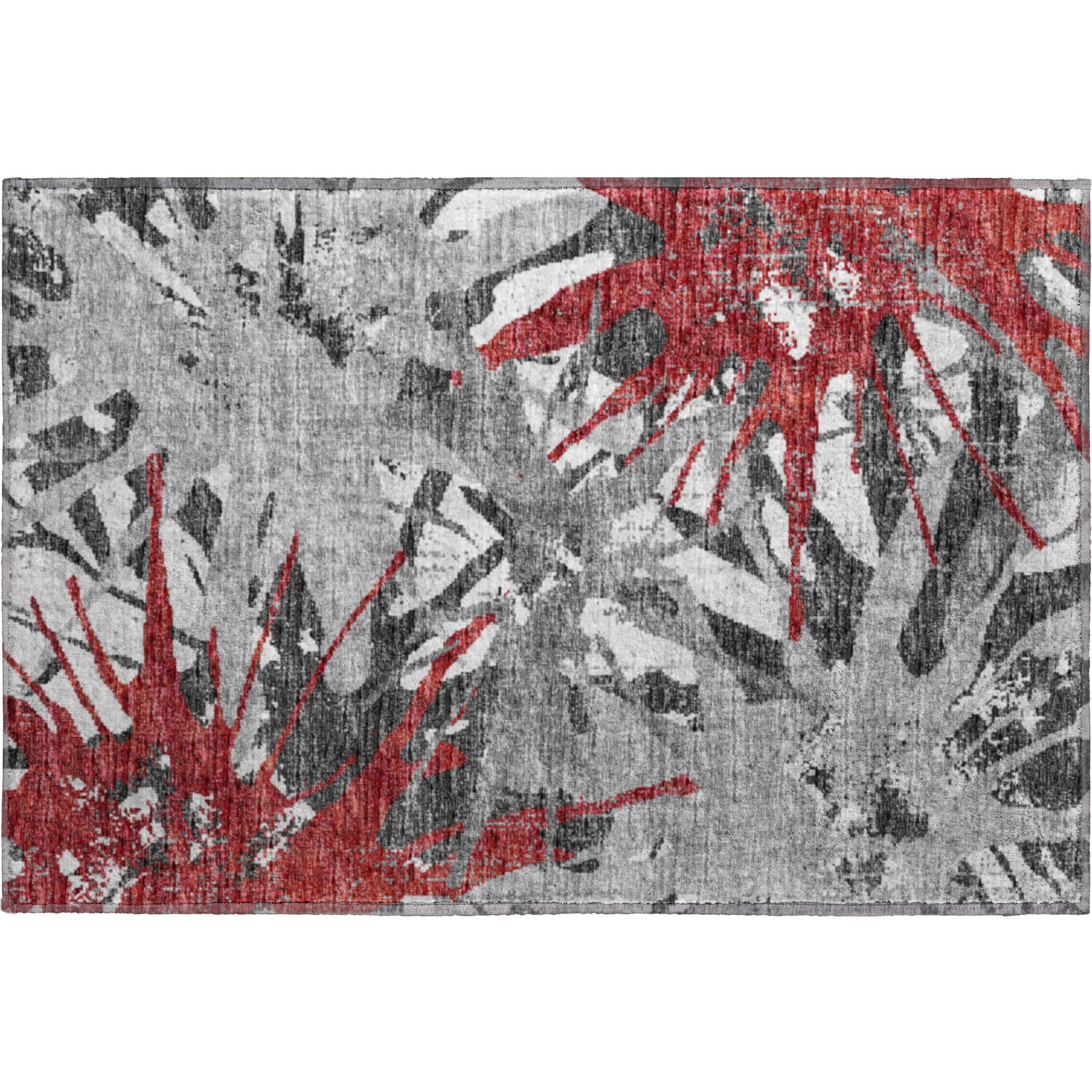 Lisbon Machine Washable Transitional Red Rug 1'8" x 2'6" #shape_Rectangle
