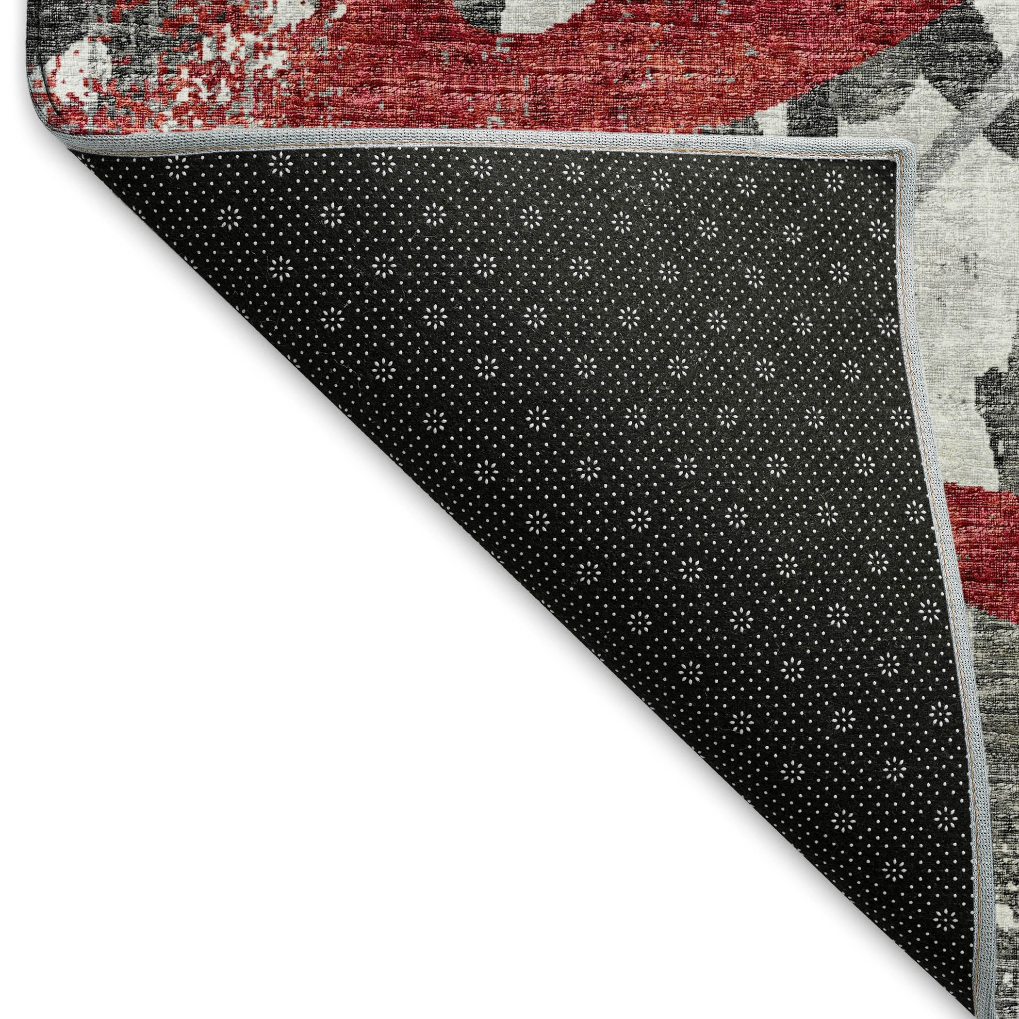 Lisbon Machine Washable Transitional Red Rug 1'8" x 2'6" #shape_Rectangle