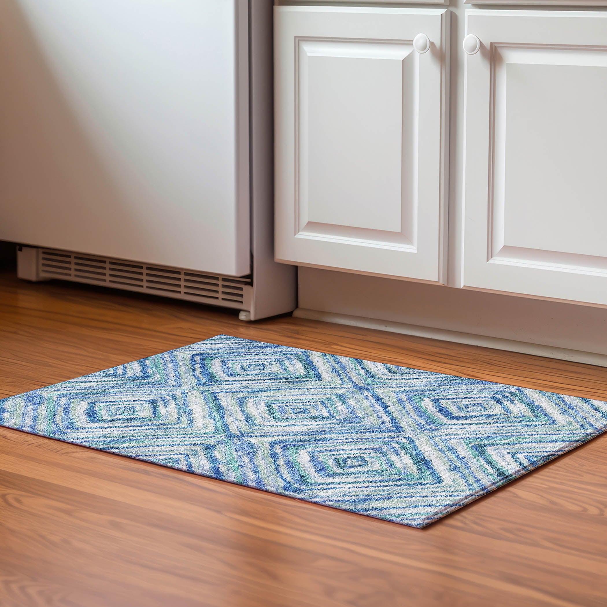 Bruges Machine Washable Transitional Blue Rug 1'8" x 2'6" #shape_Rectangle