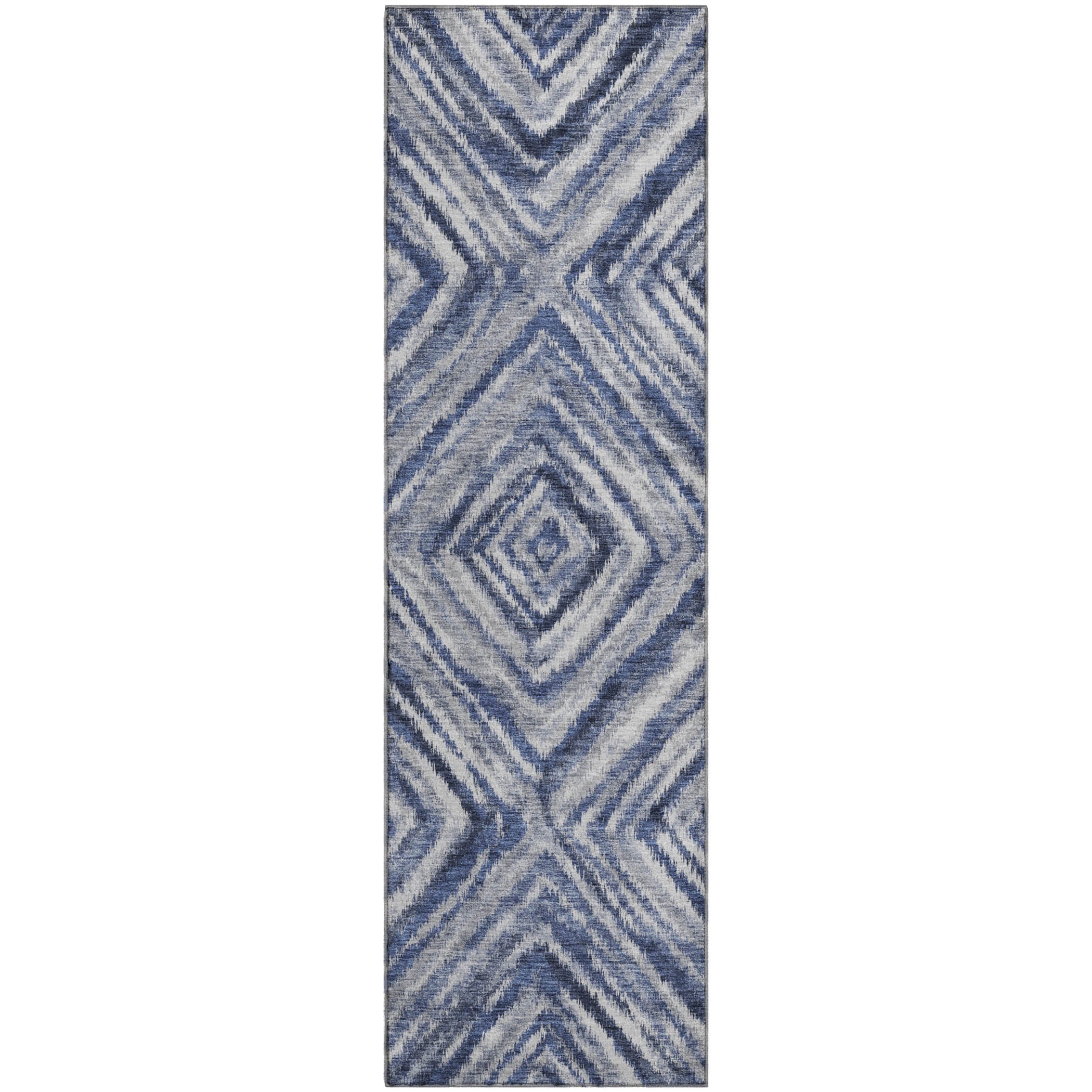 Cartagena Machine Washable Transitional Blue Rug 2'3" x 7'6" #shape_Runner