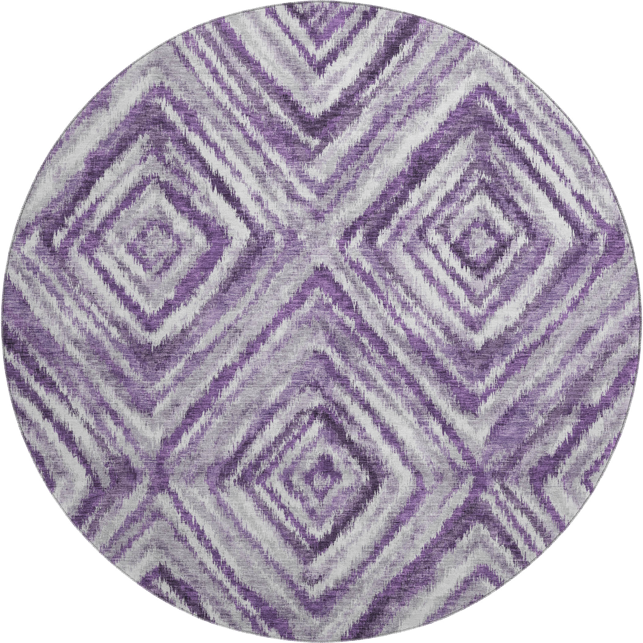 Cartagena Machine Washable Transitional Purple Rug 8' x 8' #shape_Round