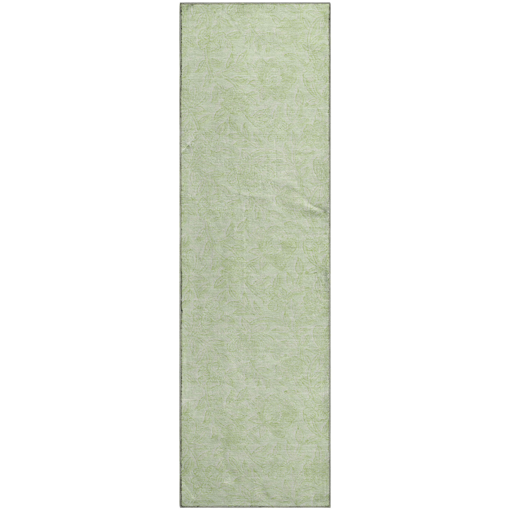 Cusco Machine Washable Transitional Aloe Green Rug 2'3" x 7'6" #shape_Runner