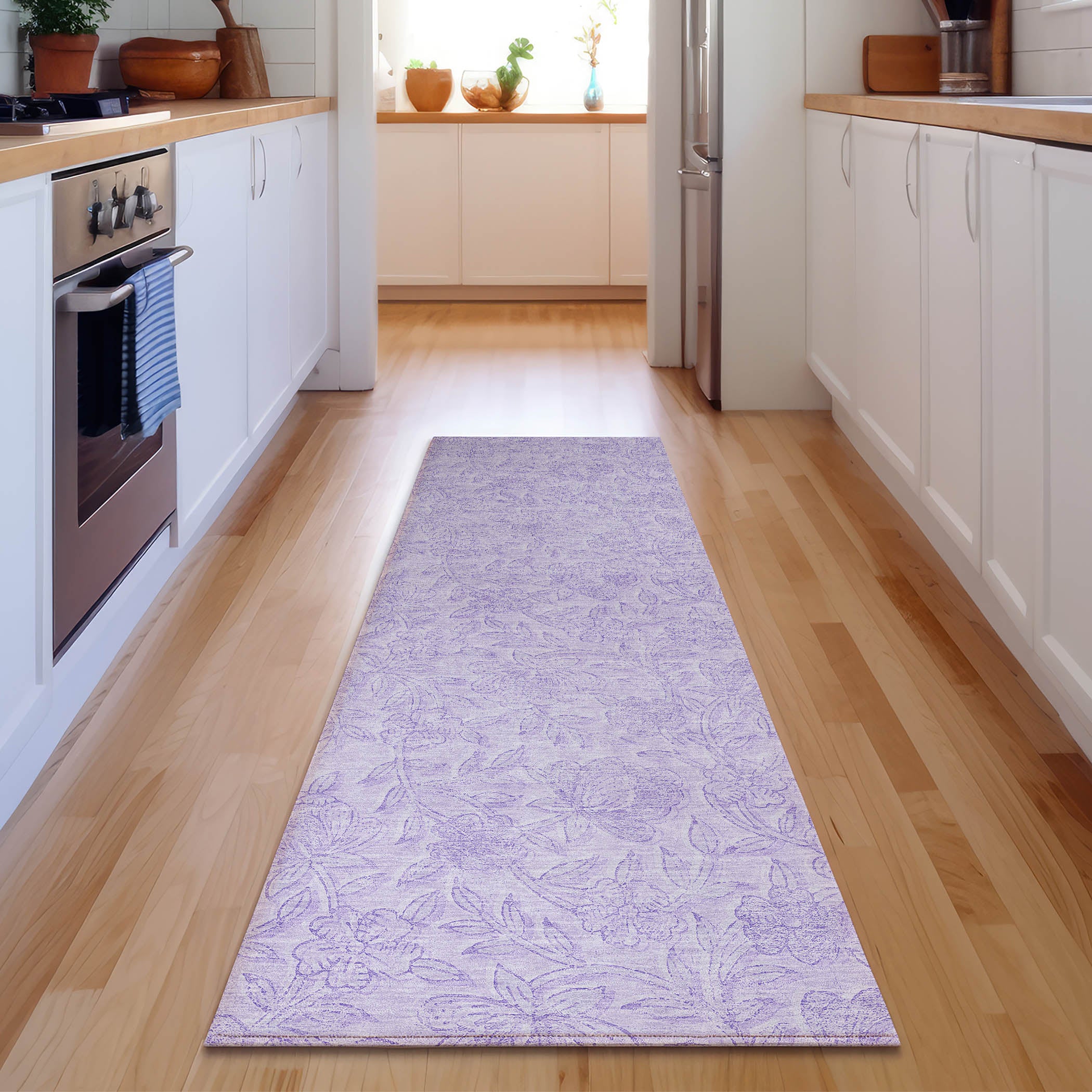Cusco Machine Washable Transitional Lilac Purple Rug 2'3" x 7'6" #shape_Runner