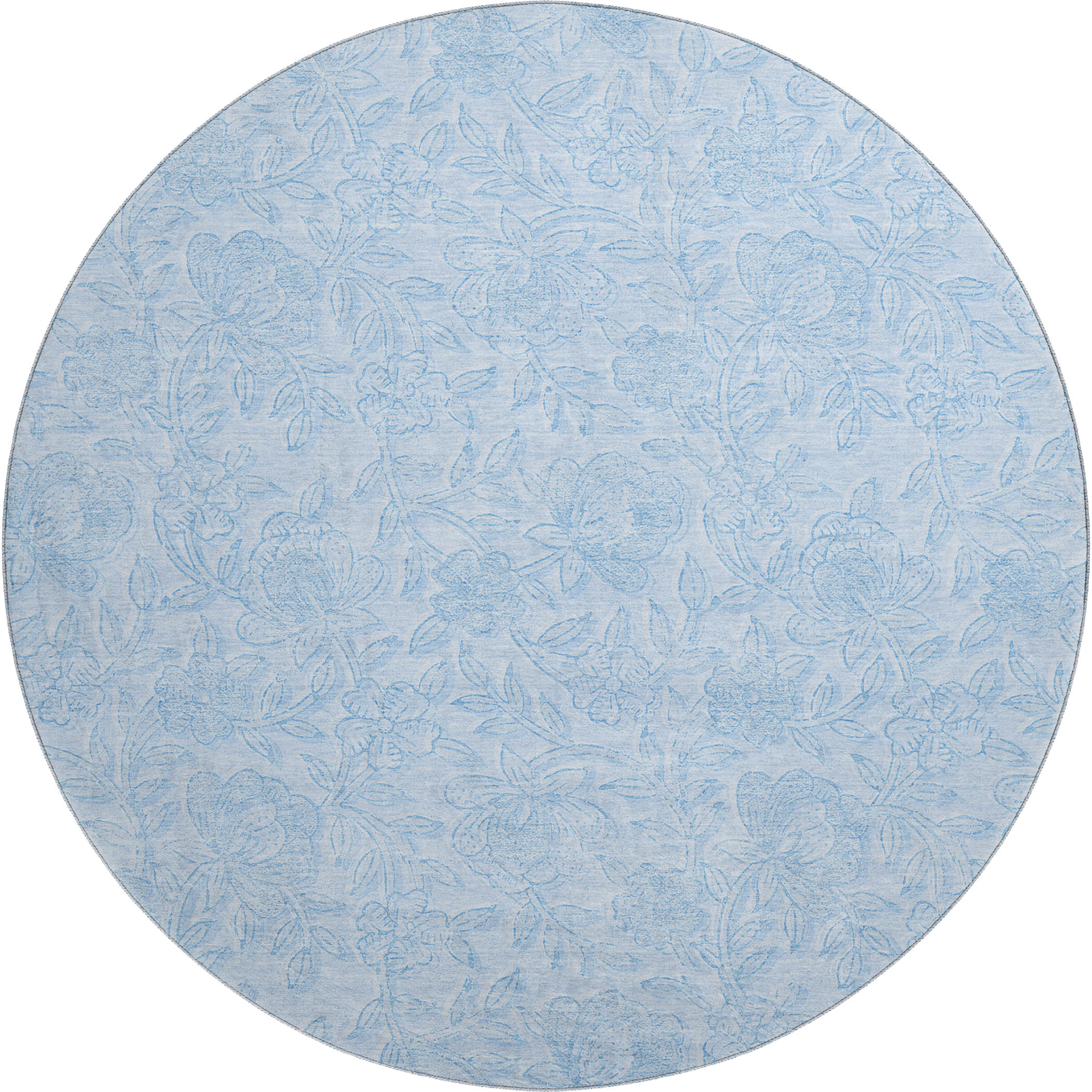 Cusco Machine Washable Transitional Sky Blue Rug 8' x 8' #shape_Round