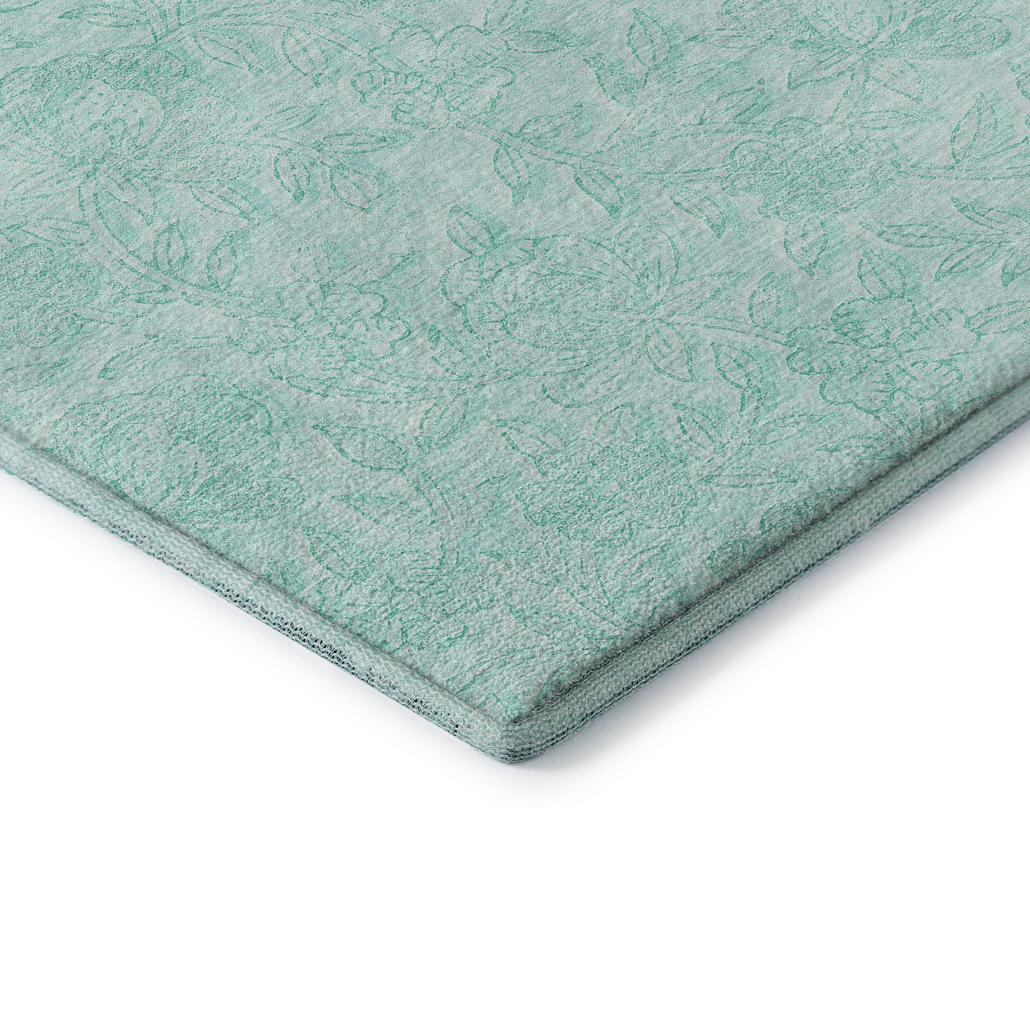 Cusco Machine Washable Transitional Teal Rug 1'8" x 2'6" #shape_Rectangle