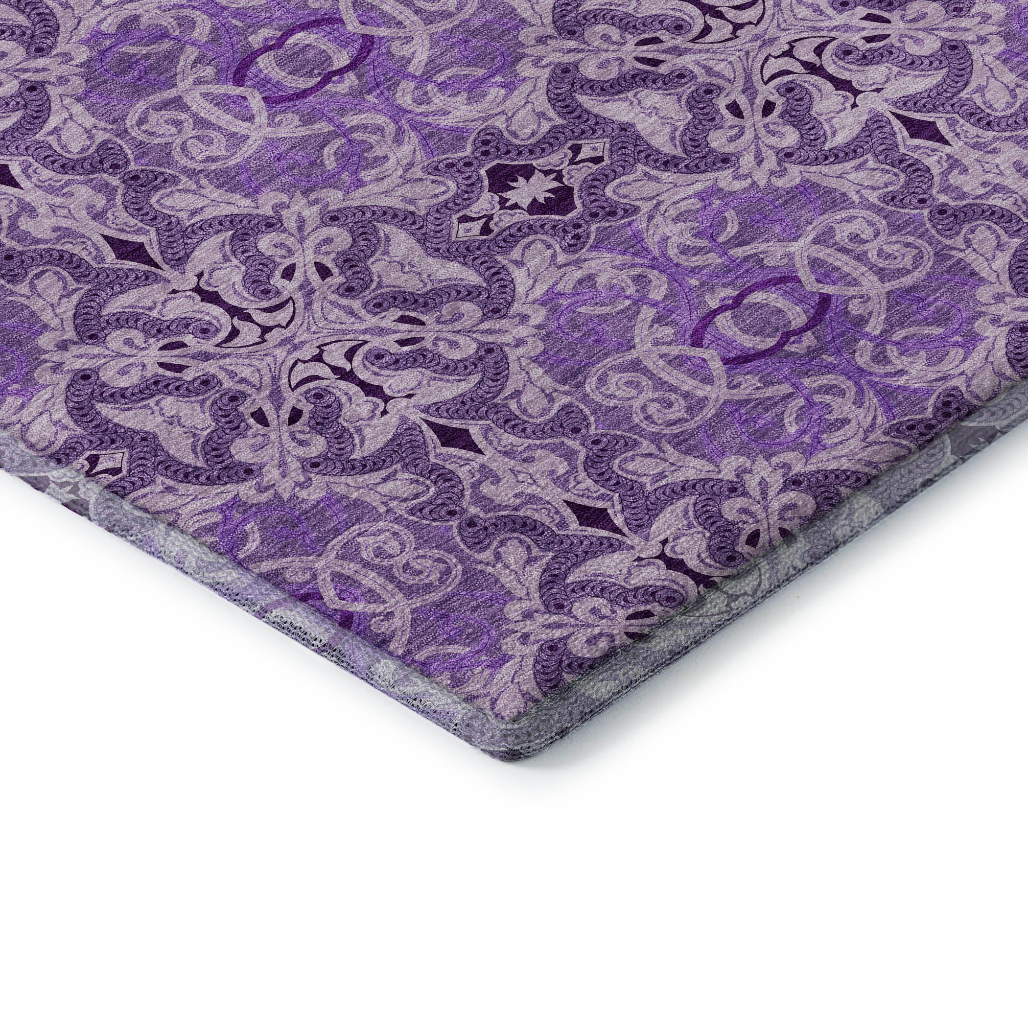 Seville Machine Washable Transitional Purple Rug 1'8" x 2'6" #shape_Rectangle
